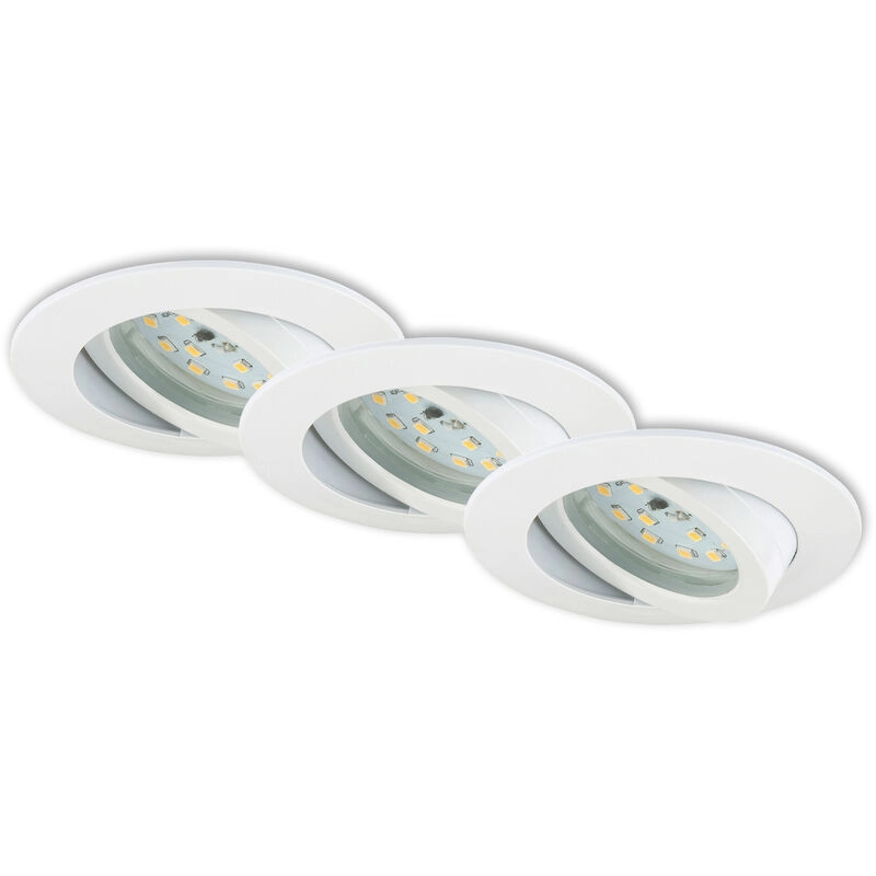 3er Set LED Einbauleuchte, Ø 8,2 cm, 5,5 W, Weiß