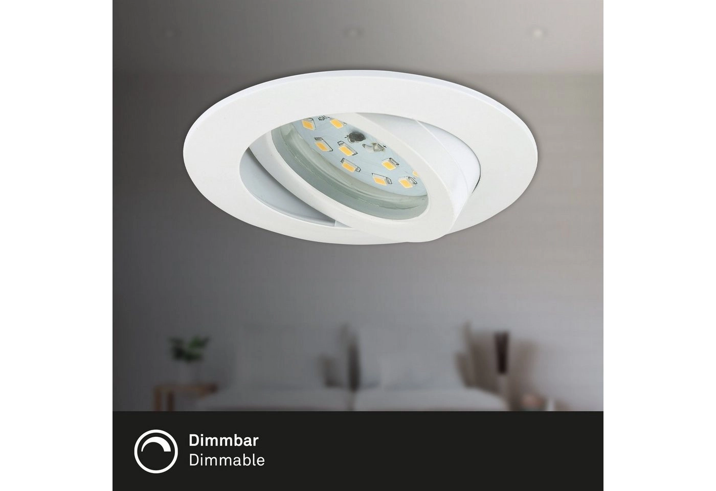 3er Set LED Einbauleuchte, Ø 8,2 cm, 5,5 W, Weiß