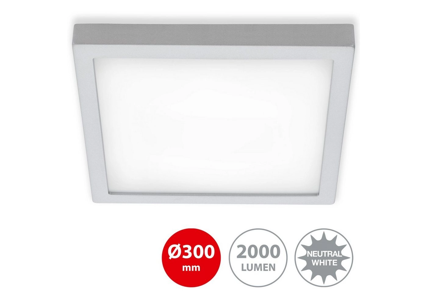 LED Deckenleuchte, 30 cm, 21 W, Chrom-Matt