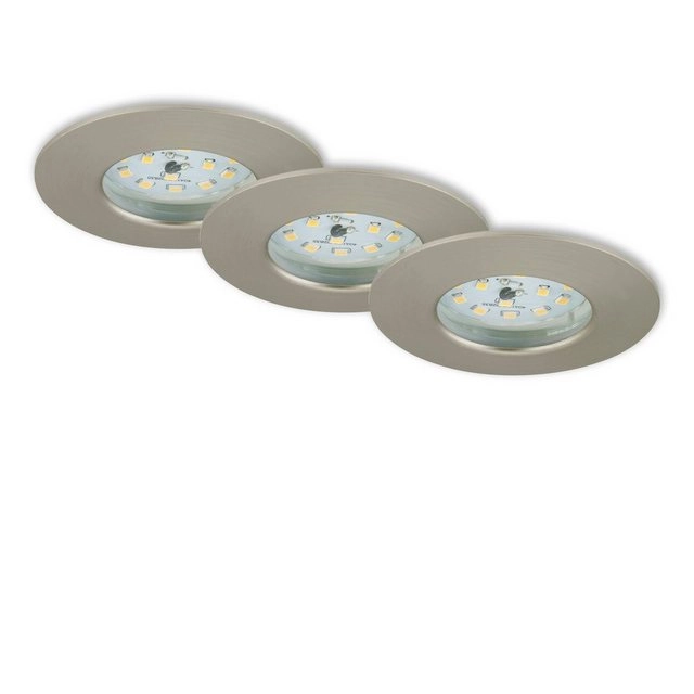 3er Set LED Einbauleuchte, Ø 7,5 cm, 5,5 W, Matt-Nickel