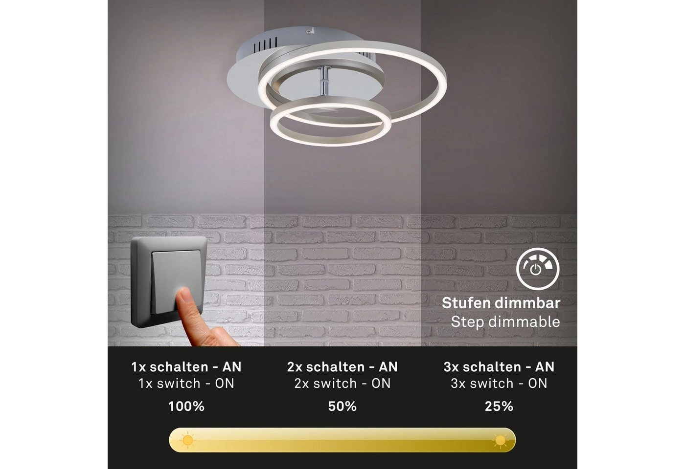 LED Deckenleuchte, 39 cm, 30 W, Alu-Chrom