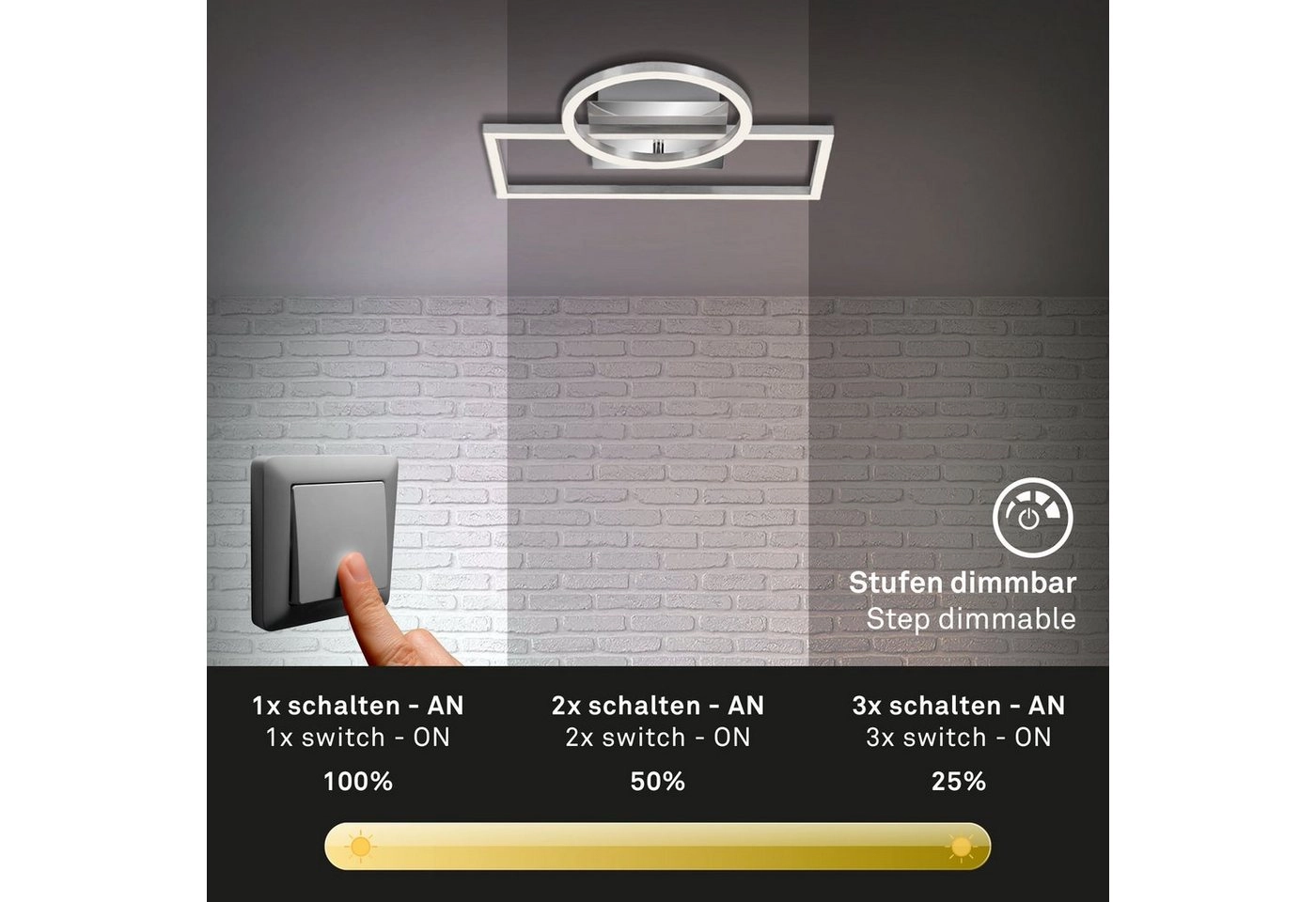 LED Deckenleuchte, 31 cm, 19,6 W, Alu-Chrom