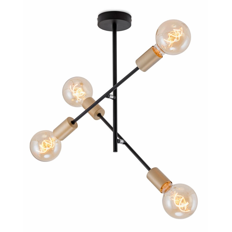 Deckenleuchte, 41 cm, max. 60 W, Schwarz-Gold