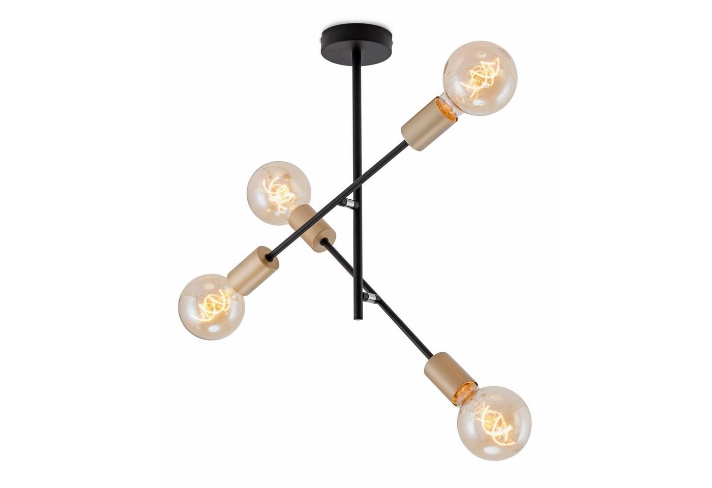 Deckenleuchte, 41 cm, max. 60 W, Schwarz-Gold