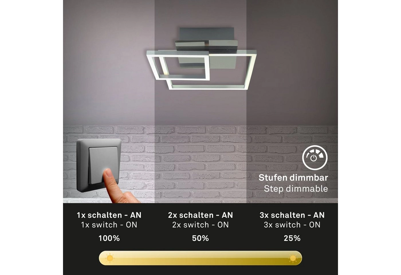 LED Deckenleuchte, 35,8 cm, 19,6 W, Alu-Chrom