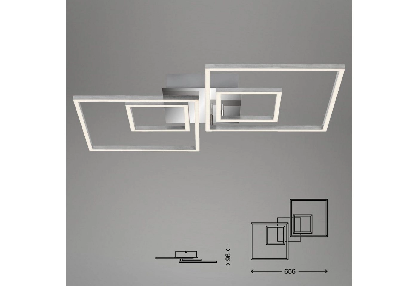 LED Deckenleuchte, 65,6 cm, 43,8 W, Alu-Chrom