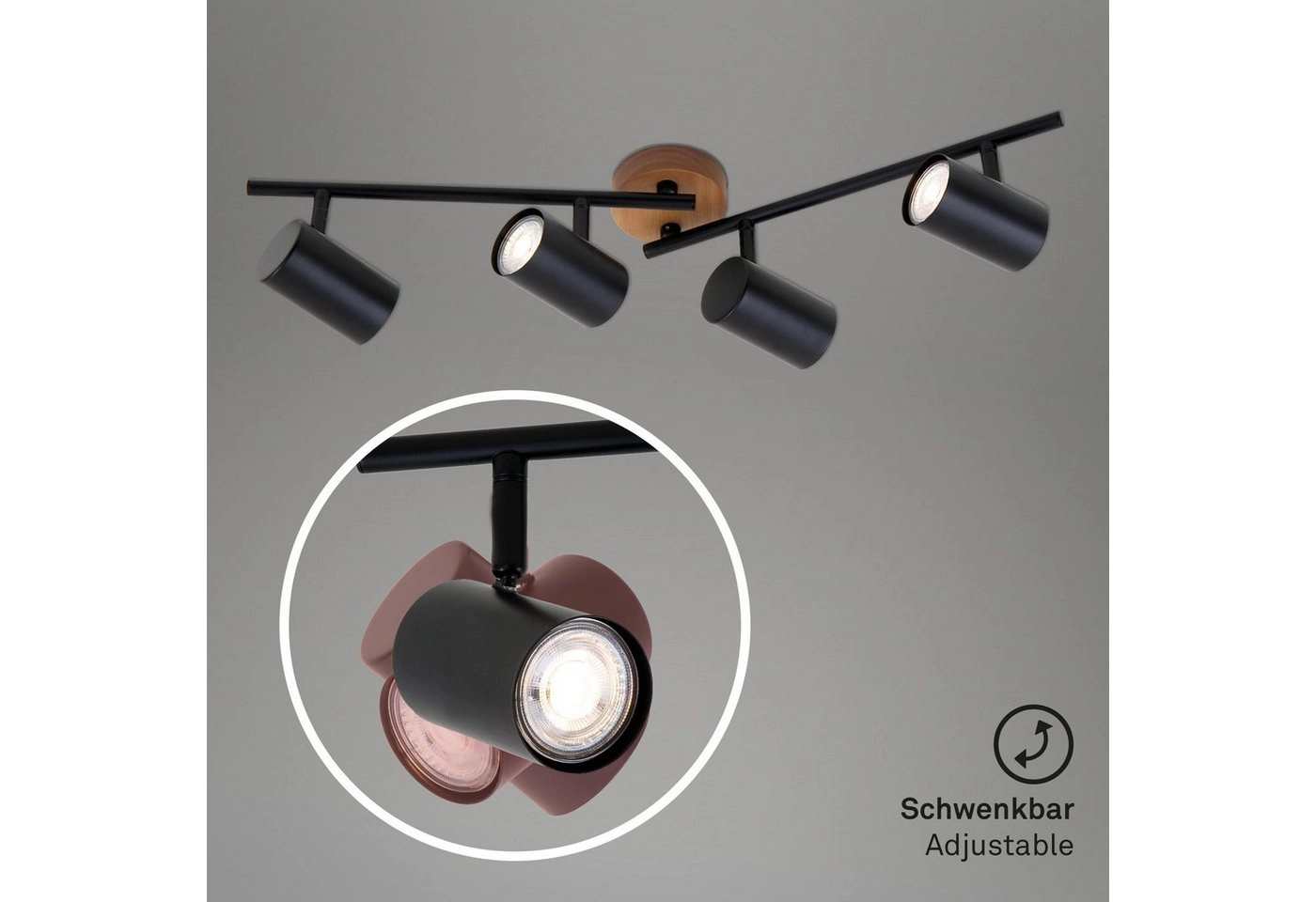 LED Spot Deckenleuchte, 68,2 cm, max. 35 W, Schwarz