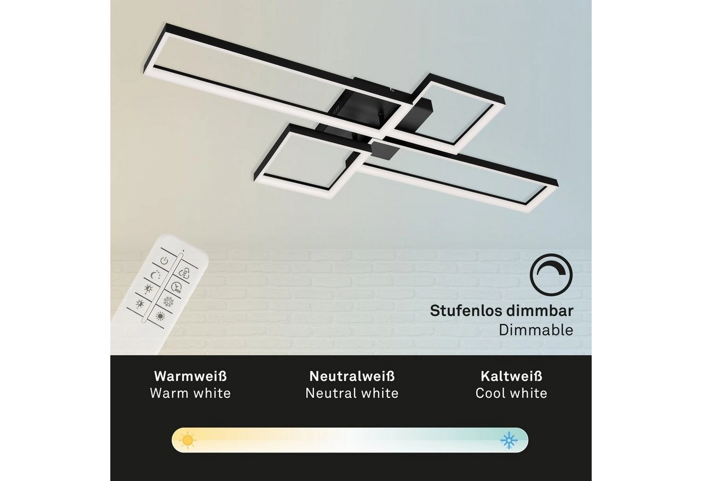 CCT LED Deckenleuchte, 110 cm, 40 W, Schwarz