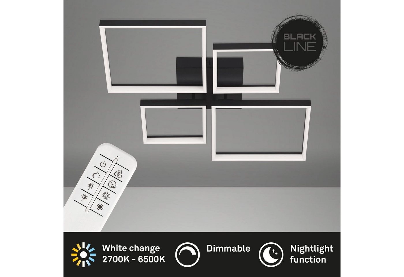 CCT LED Deckenleuchte, 66 cm, 40 W, Schwarz