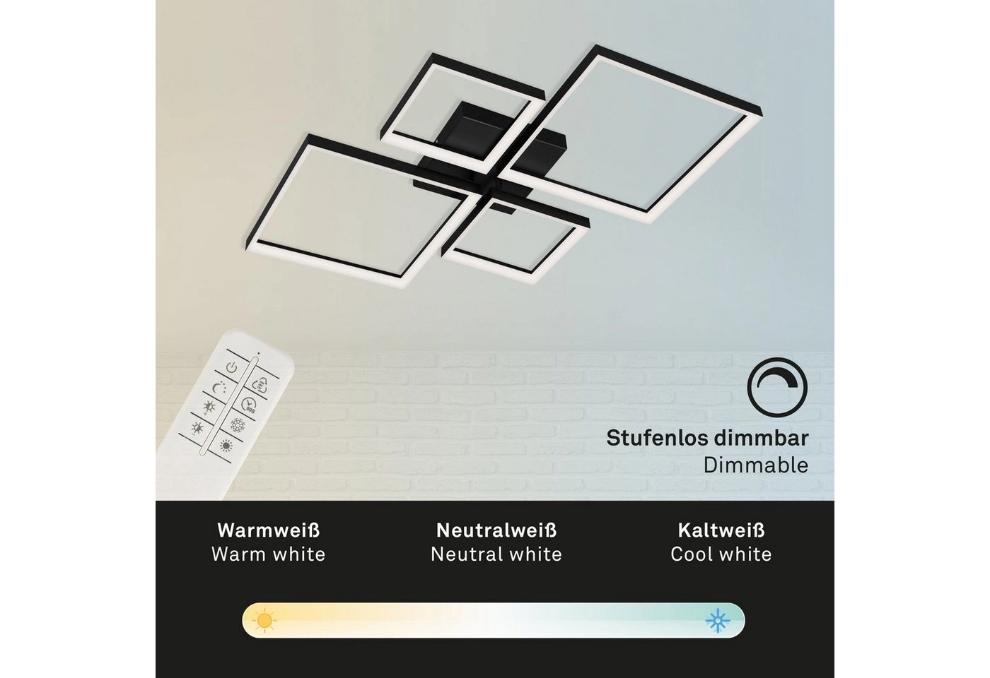 CCT LED Deckenleuchte, 66 cm, 40 W, Schwarz