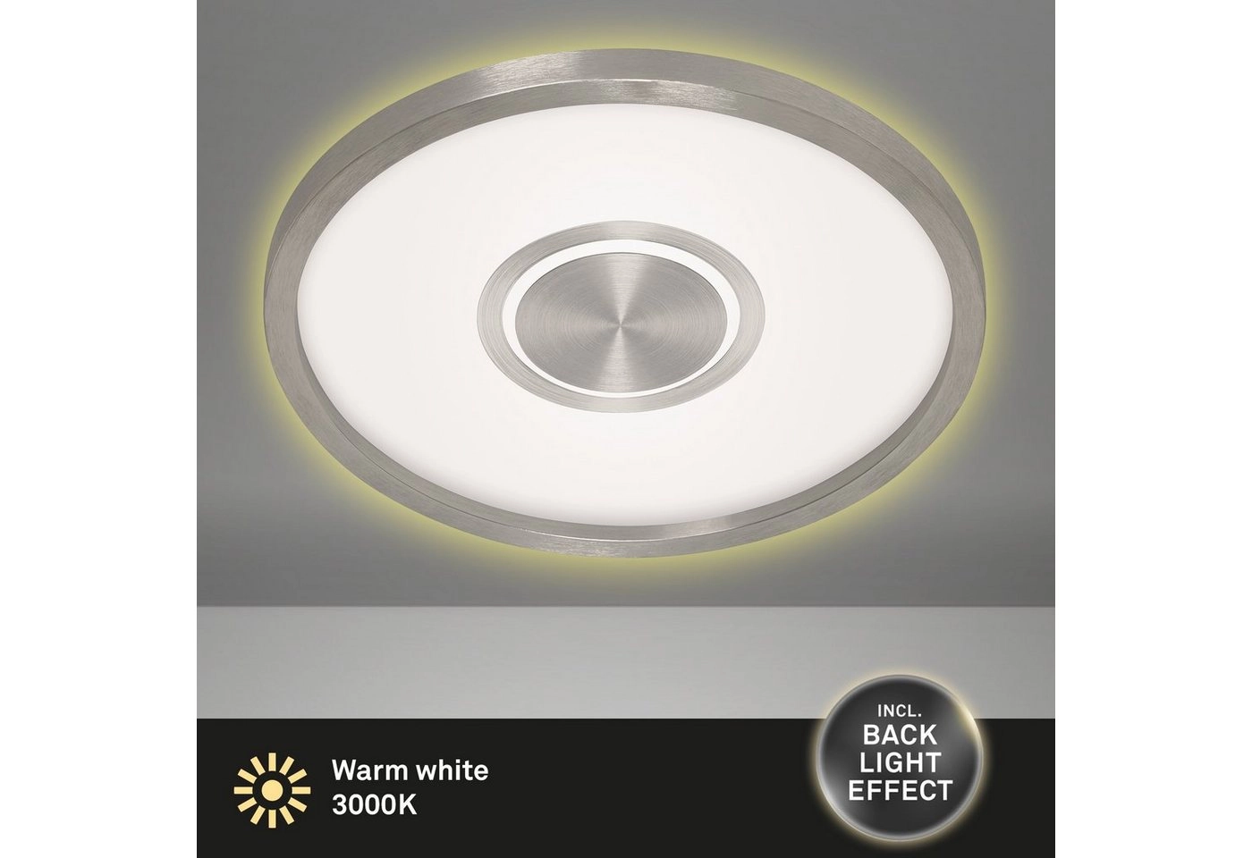 LED Panel, Ø 42,5 cm, 3000 LUMEN, 22 WATT, Matt-Nickel