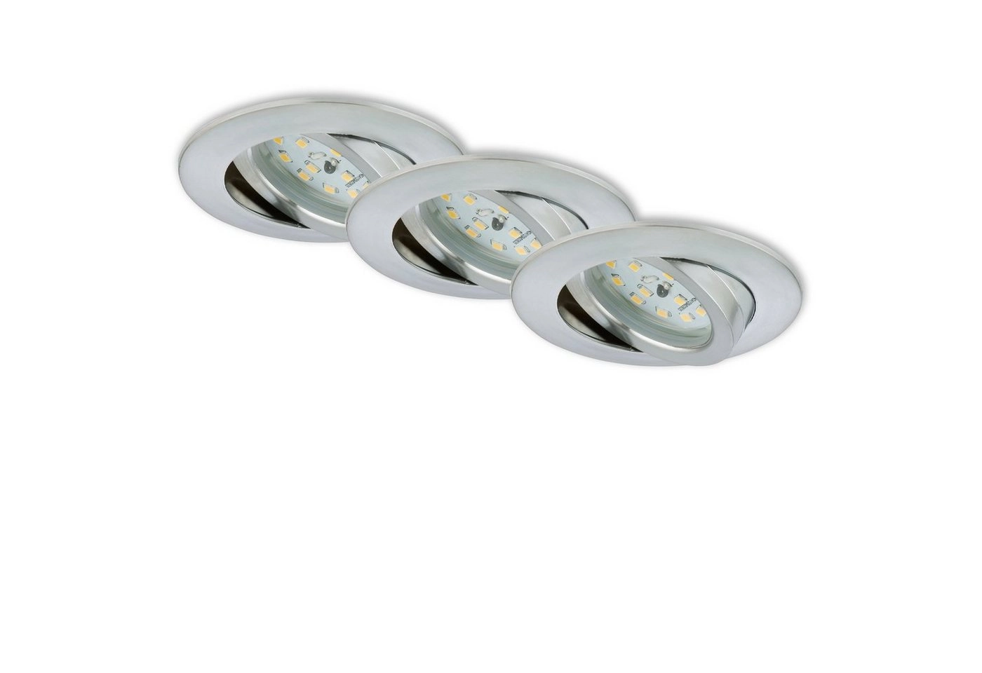 3er Set LED Einbauleuchte, Ø 8,2 cm, 6,5 W, Alu