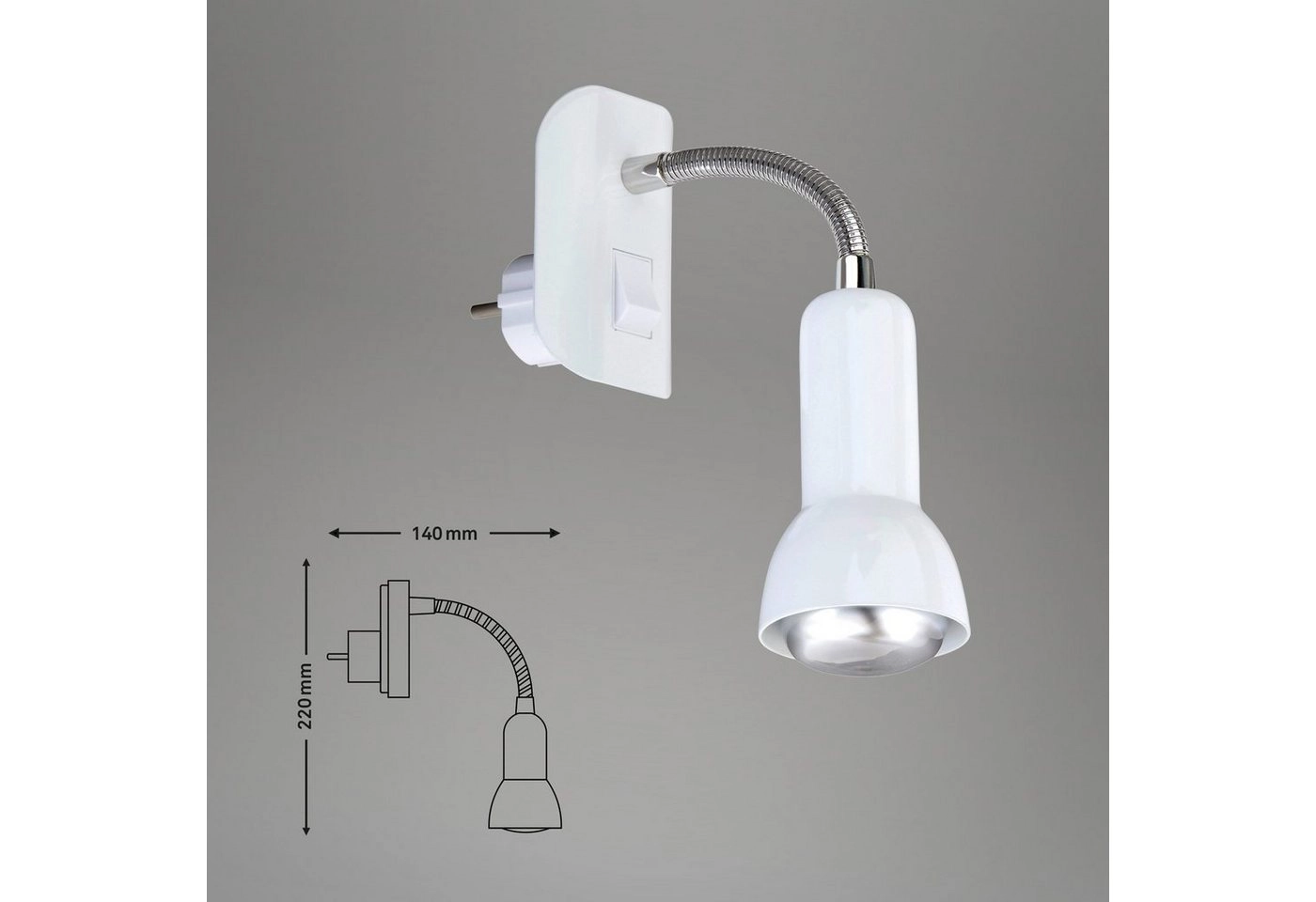 Steckerleuchte, 7 cm, max. 25 W, Weiß