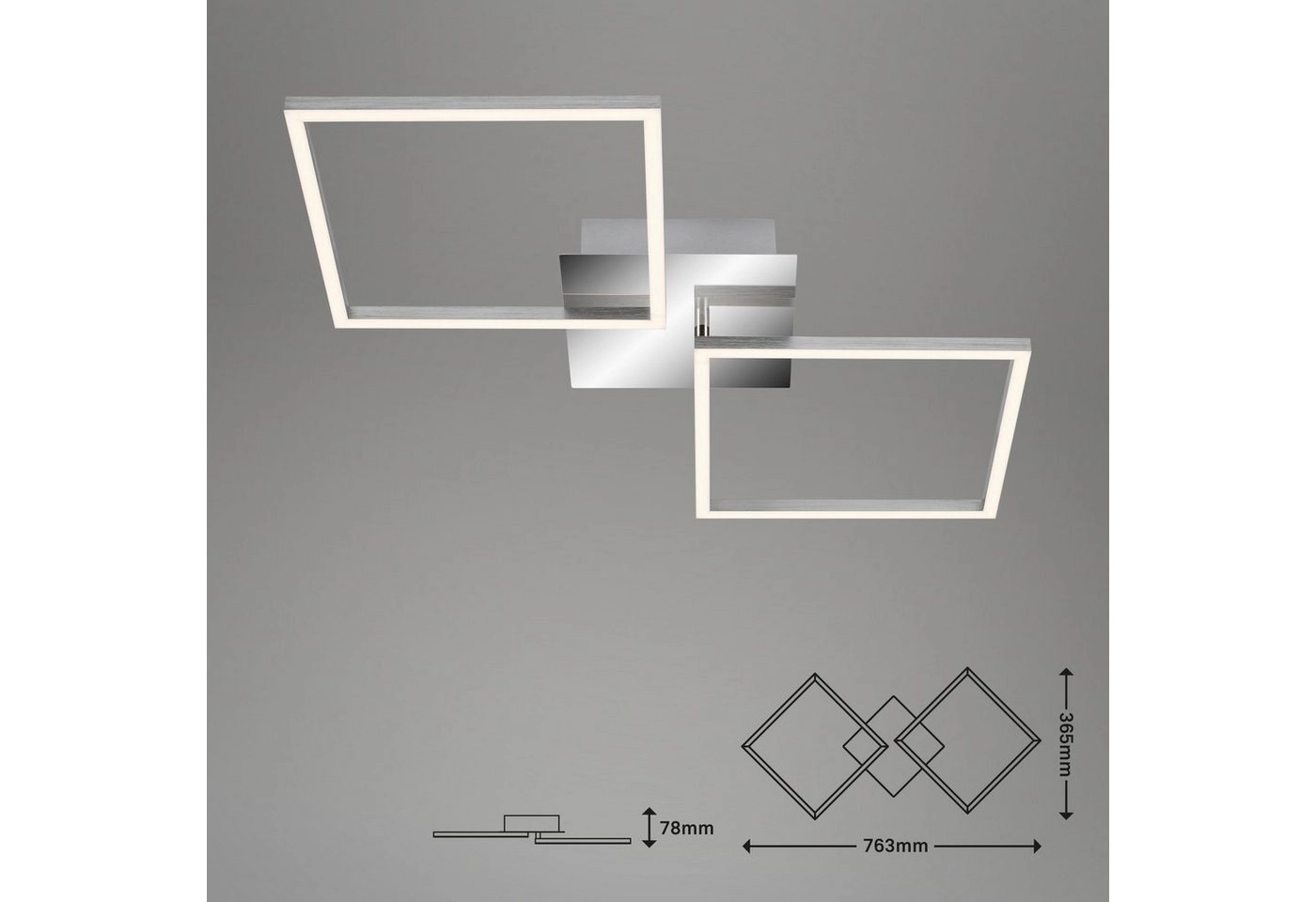 LED Deckenleuchte, 76,3 cm, 32 W, Alu-Chrom