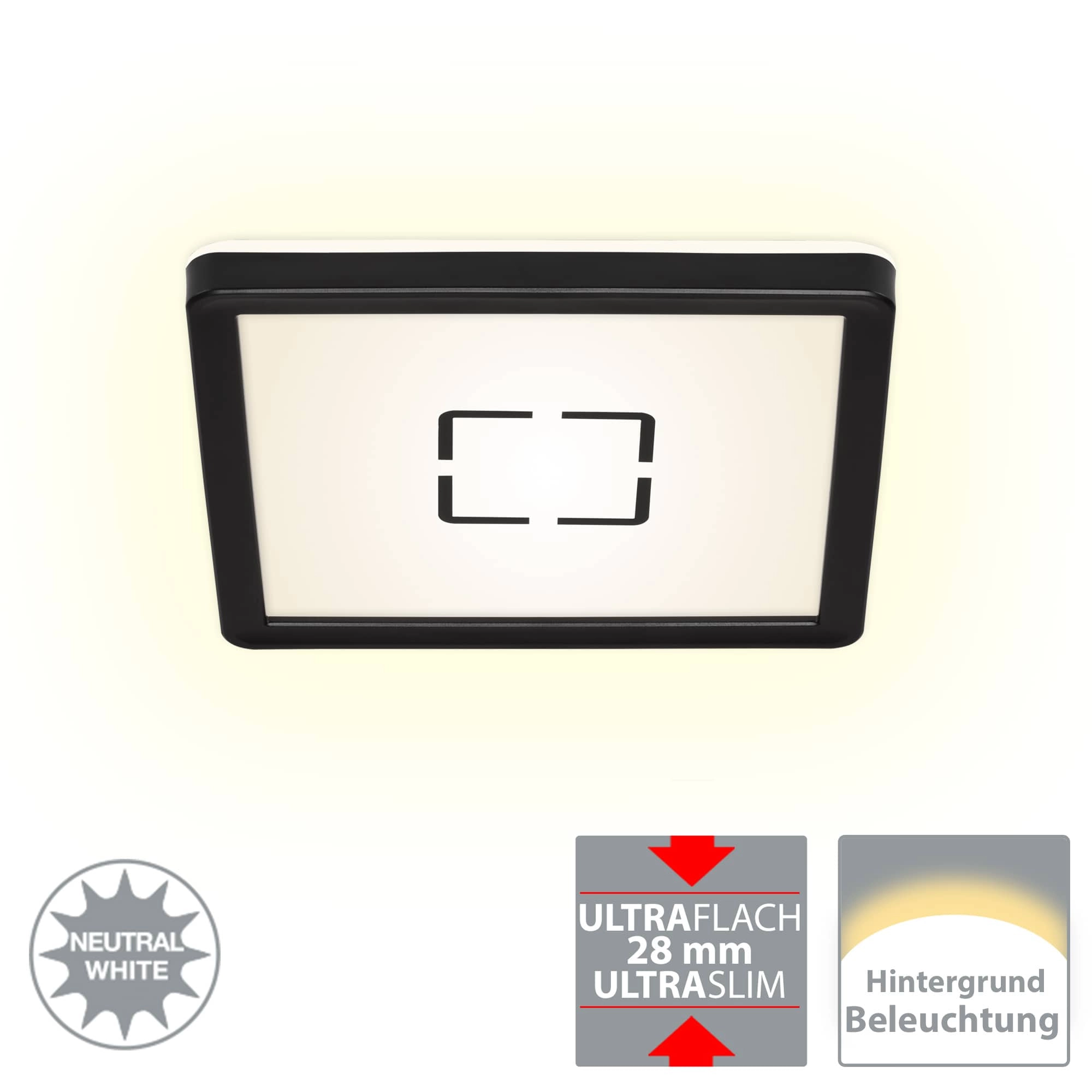 Slim LED Panel, 19 cm, 1400 LUMEN, 12 WATT, Schwarz