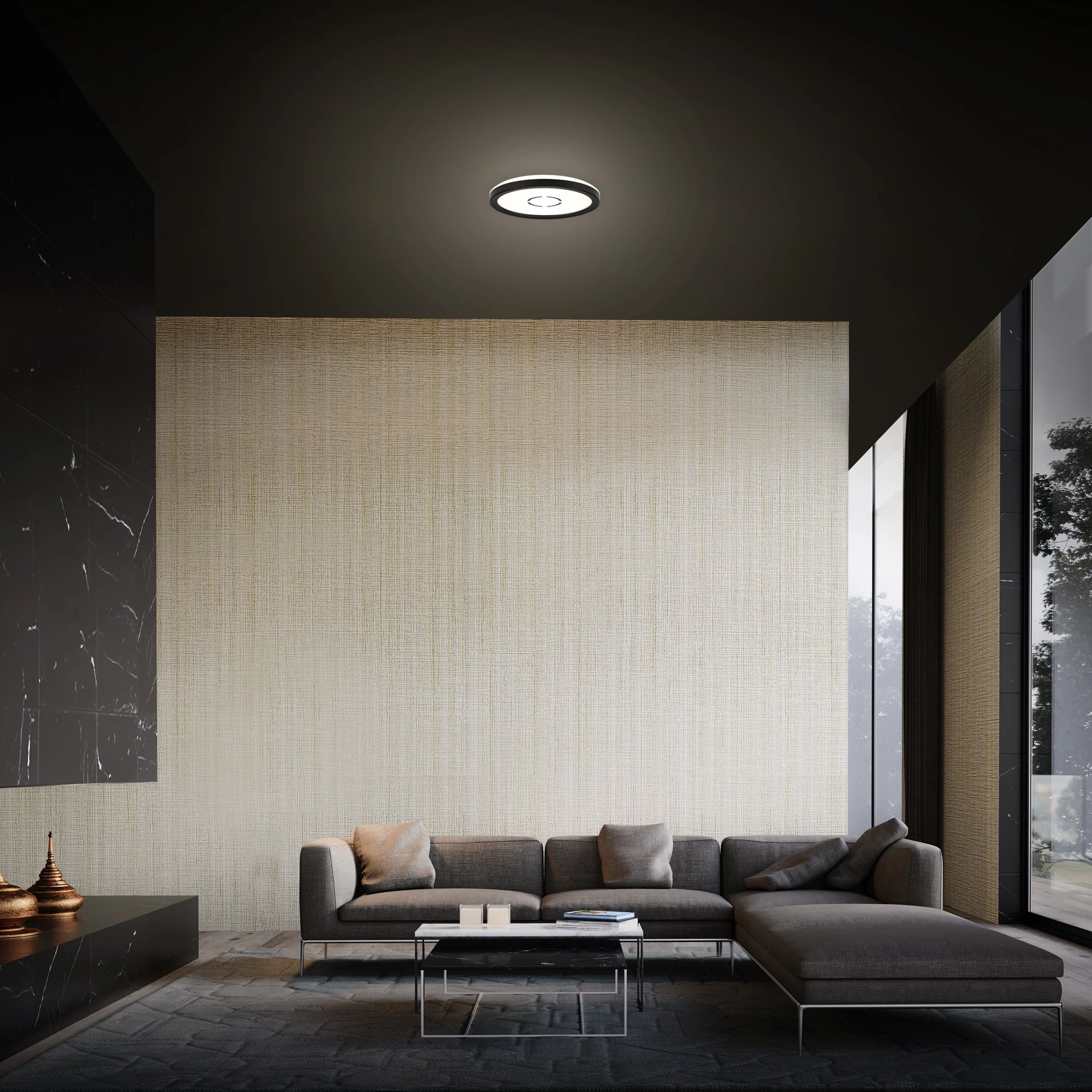Slim LED Panel, Ø 19 cm, 1400 LUMEN, 12 WATT, Schwarz