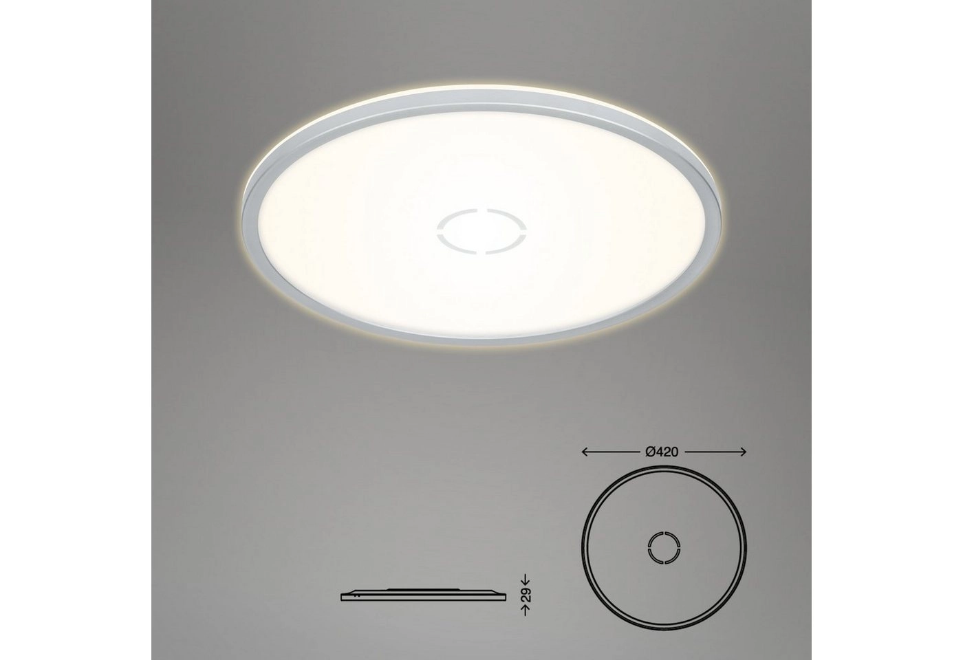 Slim LED Panel, Ø 42 cm, 3000 LUMEN, 22 WATT, Silber