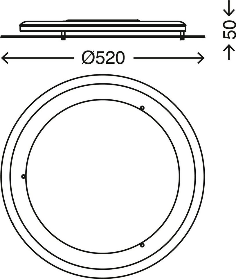 LED Deckenleuchte, Ø 52 cm, 22 W, Weiß