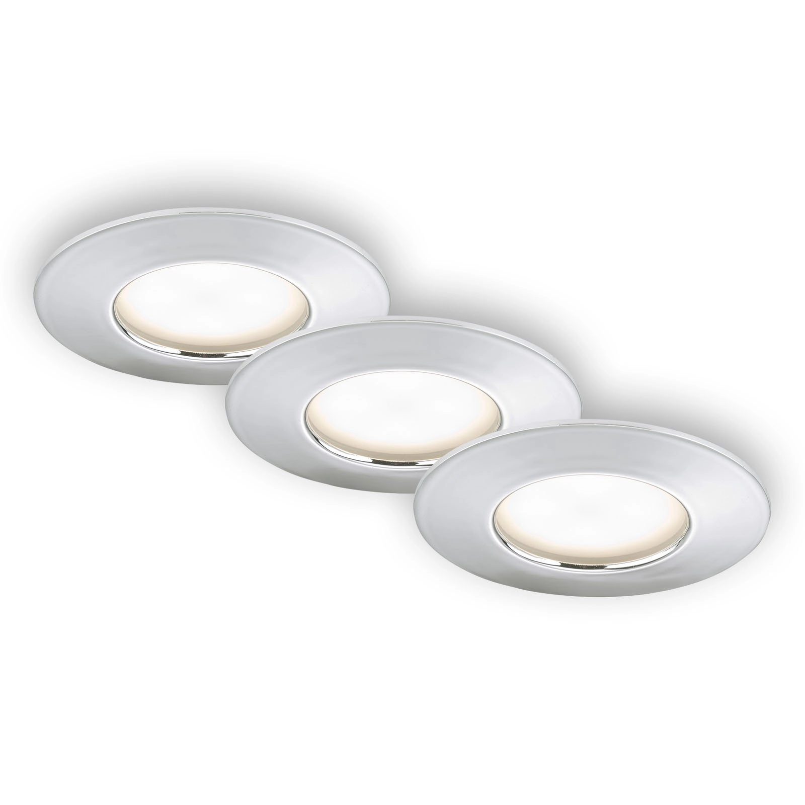 3er Set LED Einbauleuchte, Ø 7,5 cm, Chrom