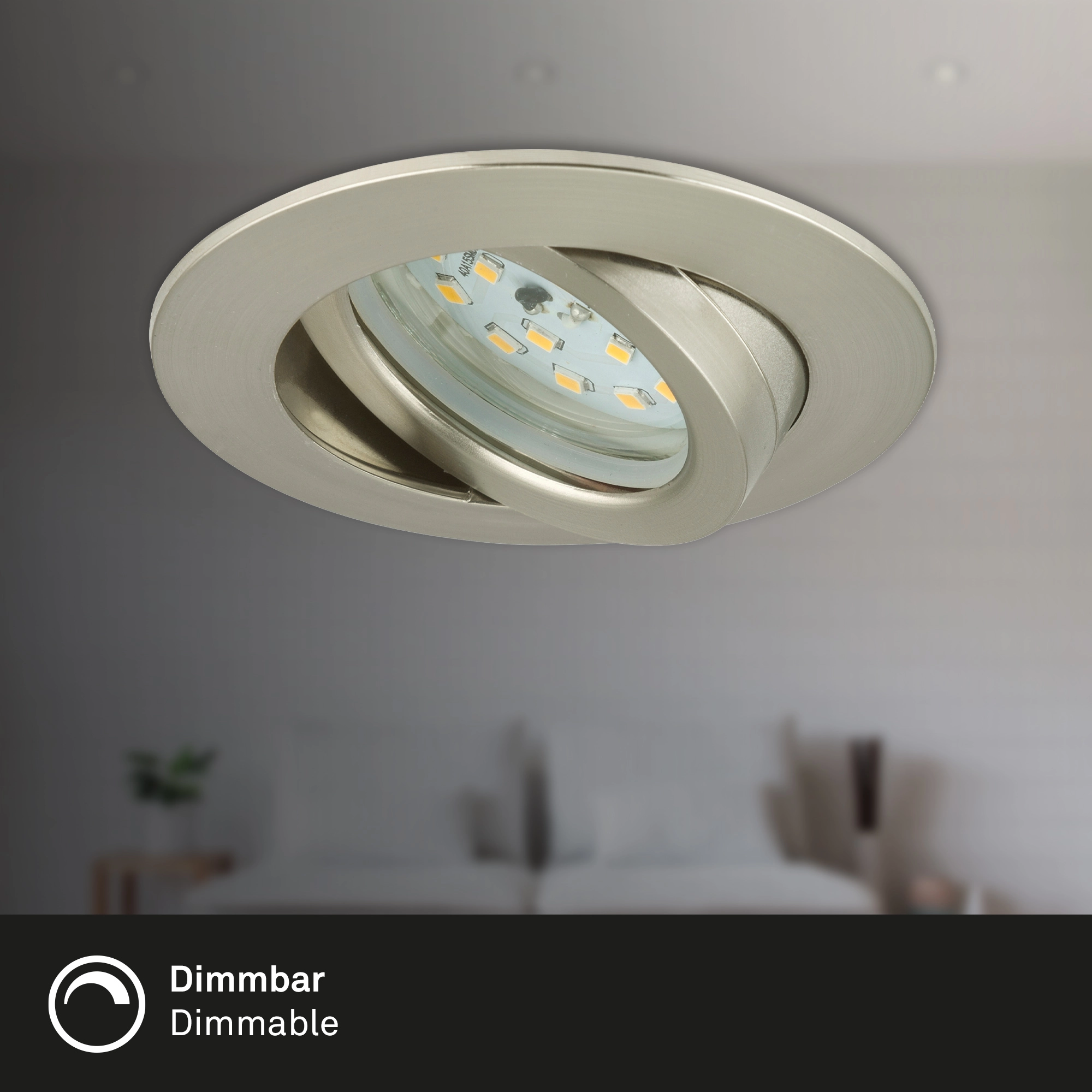 LED Einbauleuchte, Ø 8,2 cm, 5,5 W, Matt-Nickel