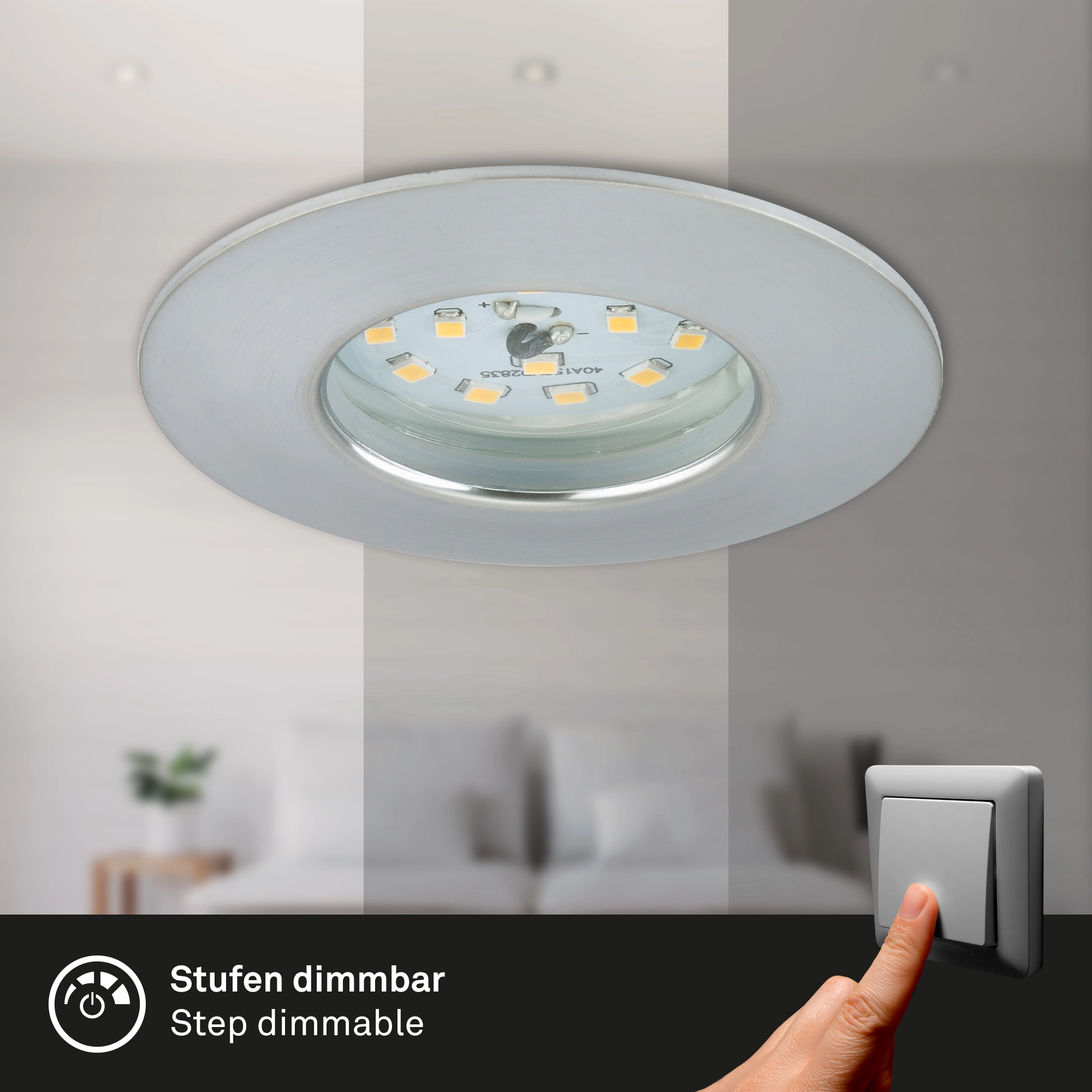 LED Einbauleuchte, Ø 7,5 cm, 6,5 W, Alu