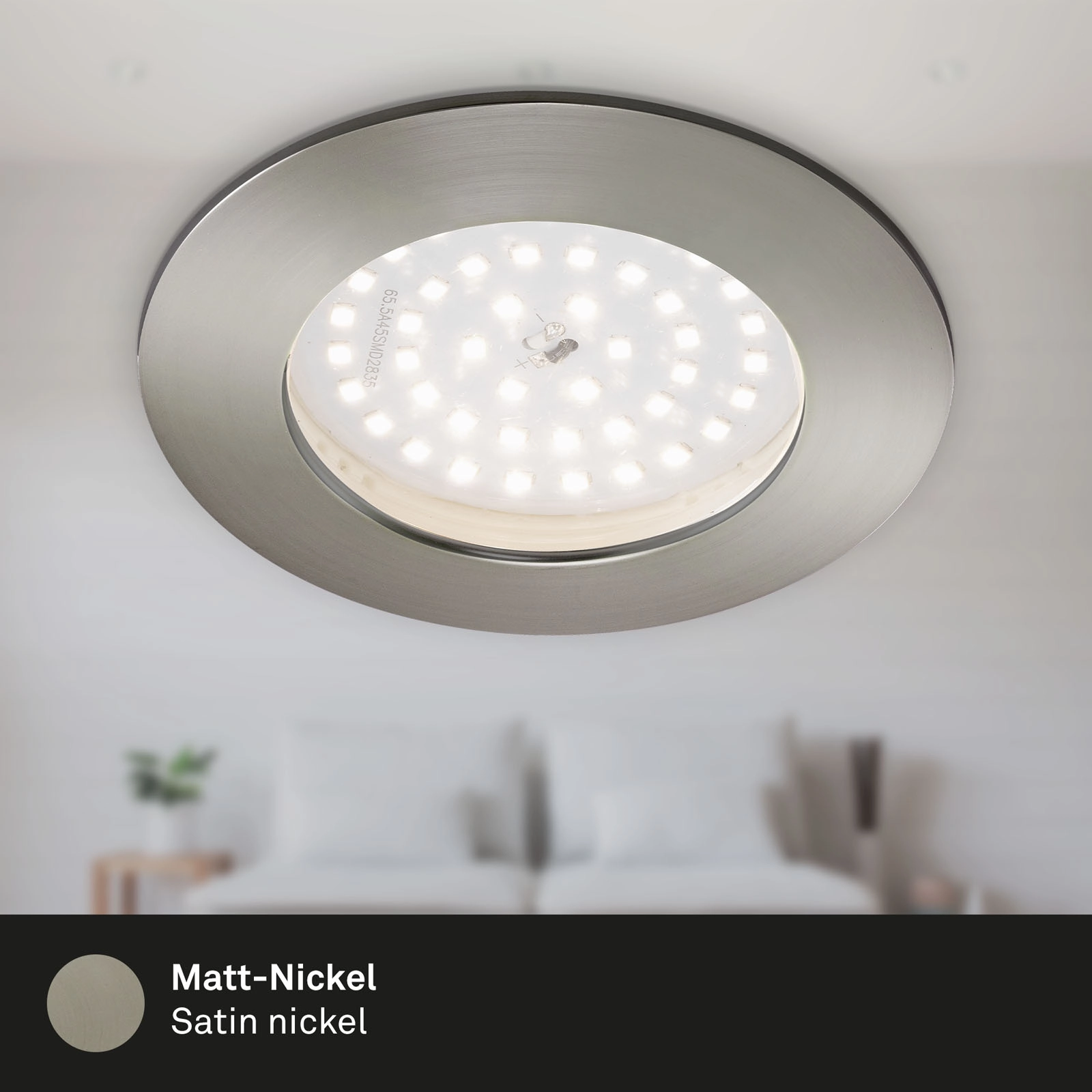 LED Einbauleuchte, Ø 10 cm, 10,5 W, Matt-Nickel