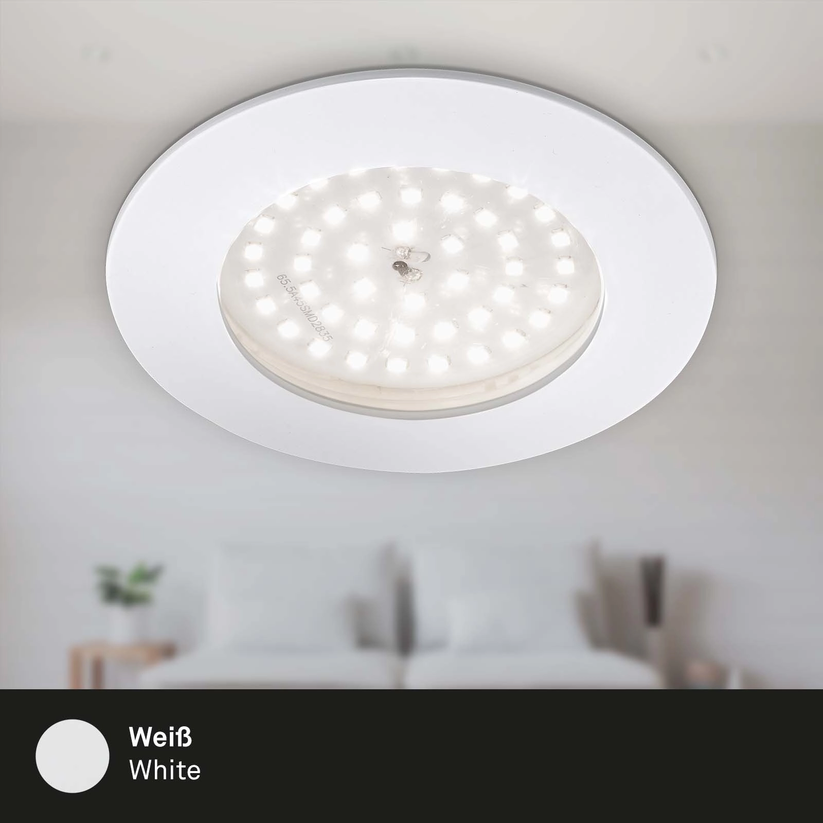 LED Einbauleuchte, Ø 10 cm, 10,5 W, Weiß