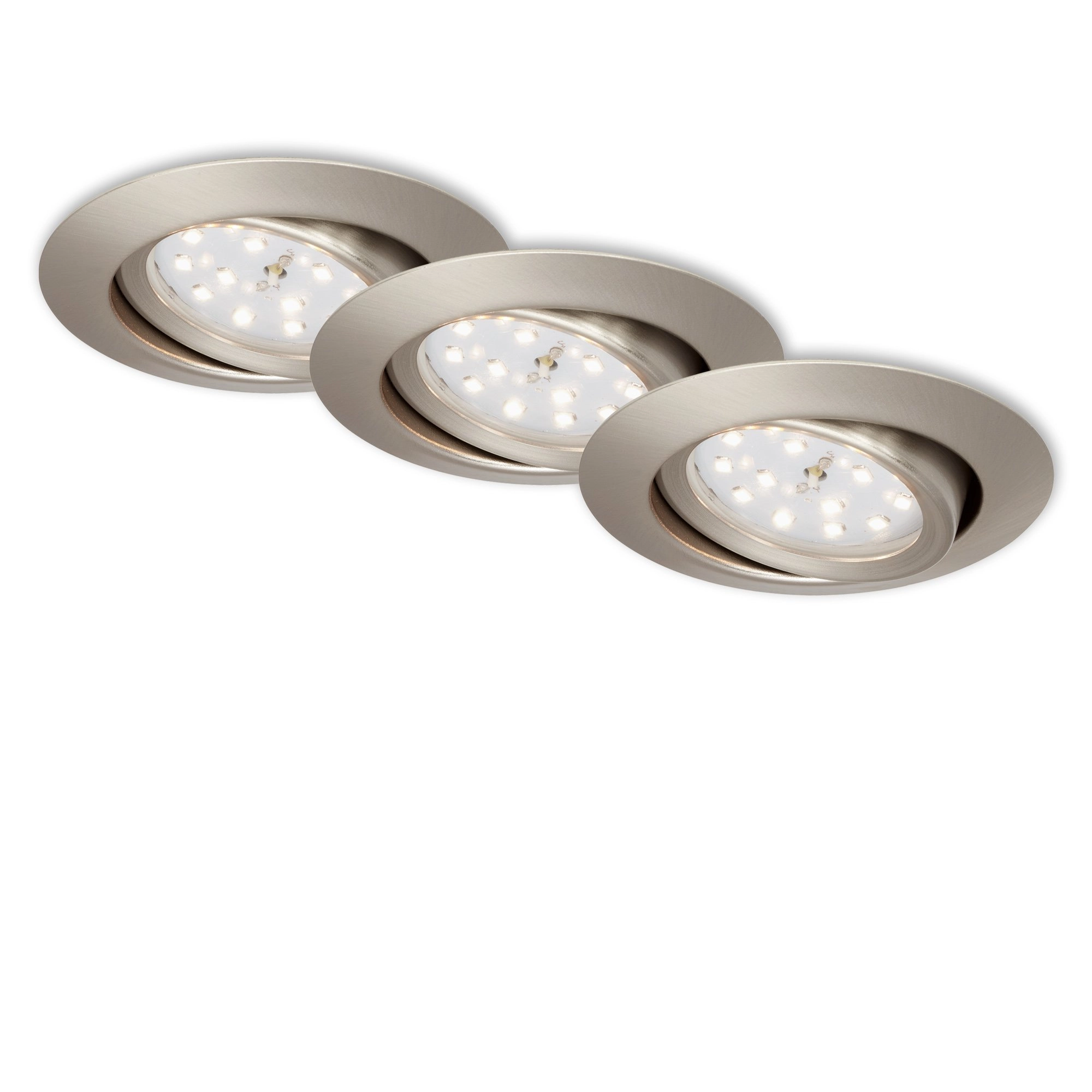 3er Set LED Einbauleuchte, Ø 8,2 cm, 3 W, Matt-Nickel