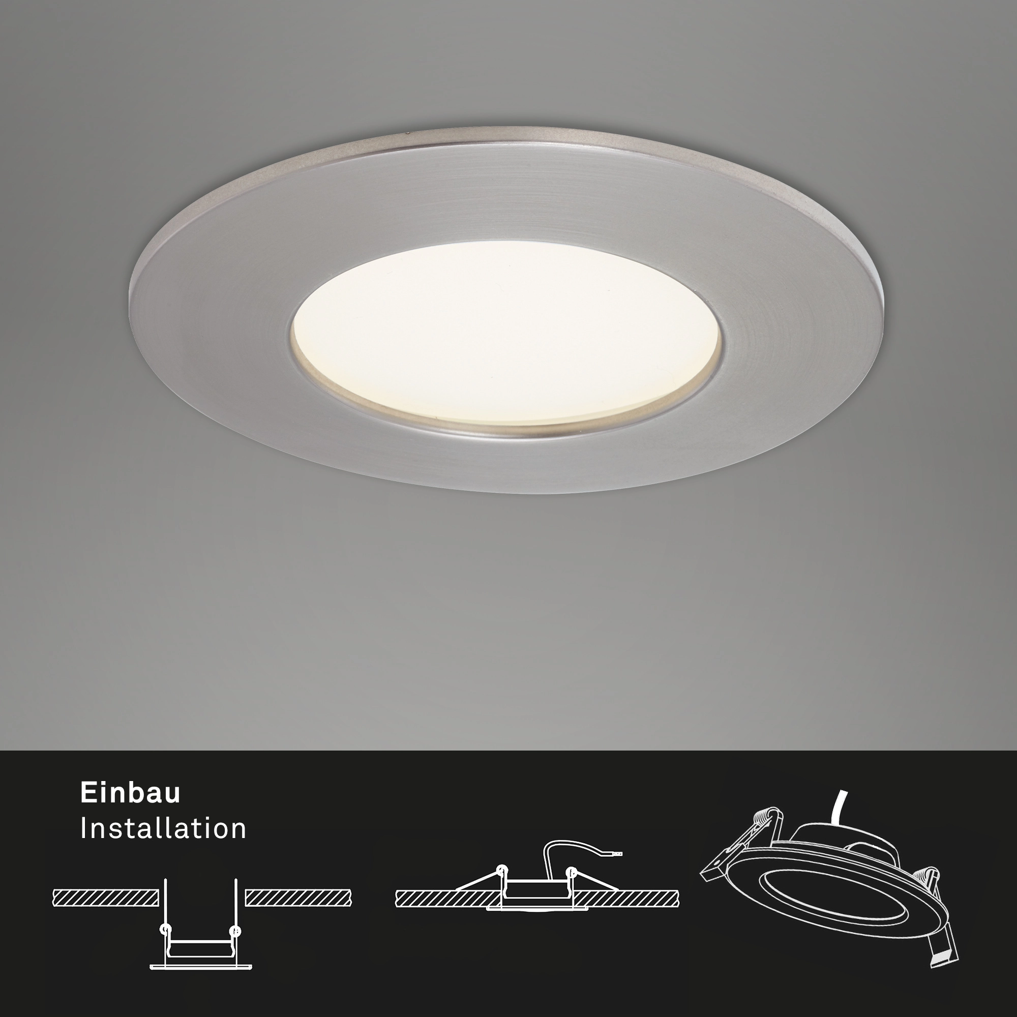 LED Einbauleuchte, Ø 8,5 cm, 4,8 W, Matt-Nickel