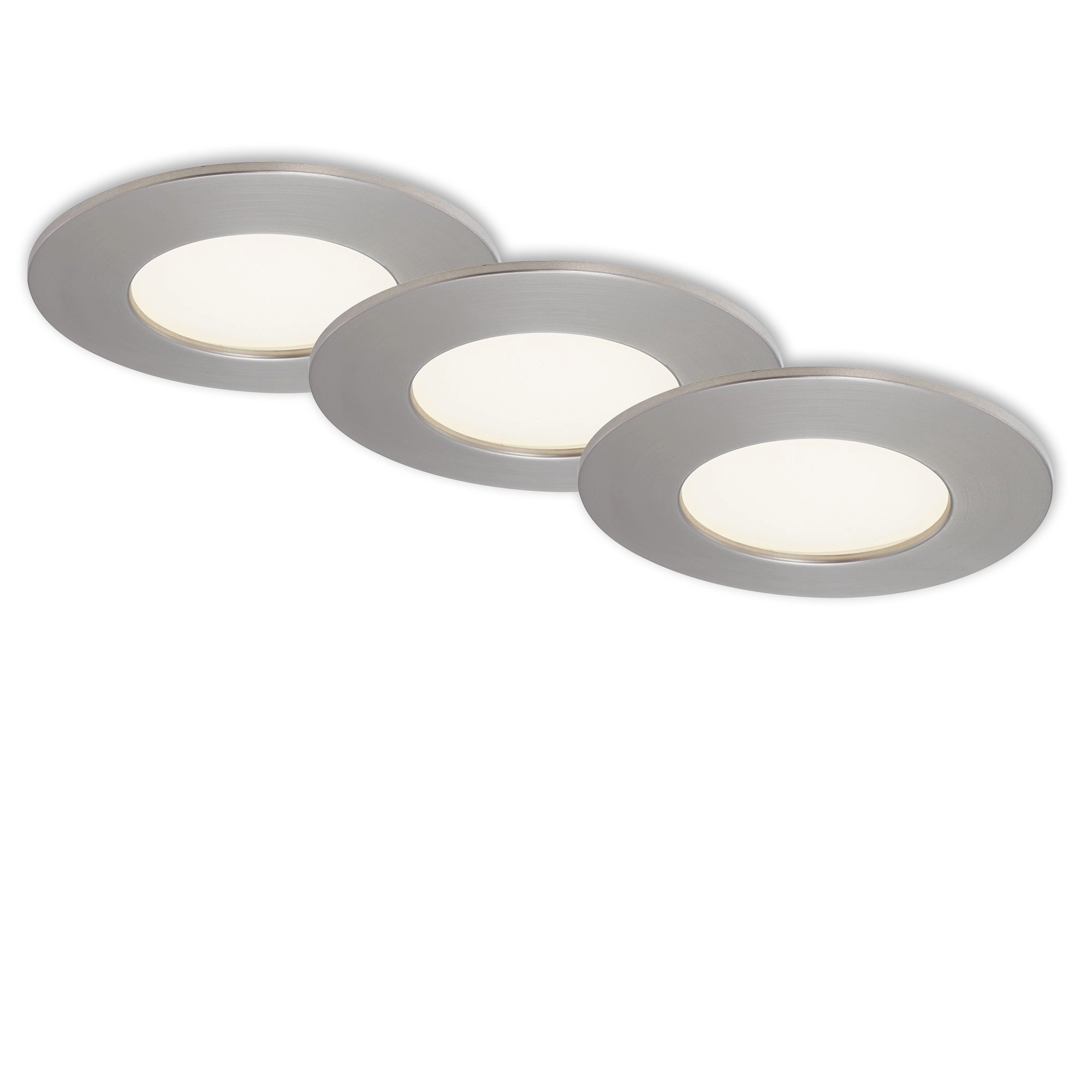 3er Set LED Einbauleuchte, Ø 8,5 cm, 4,8 W, Matt-Nickel