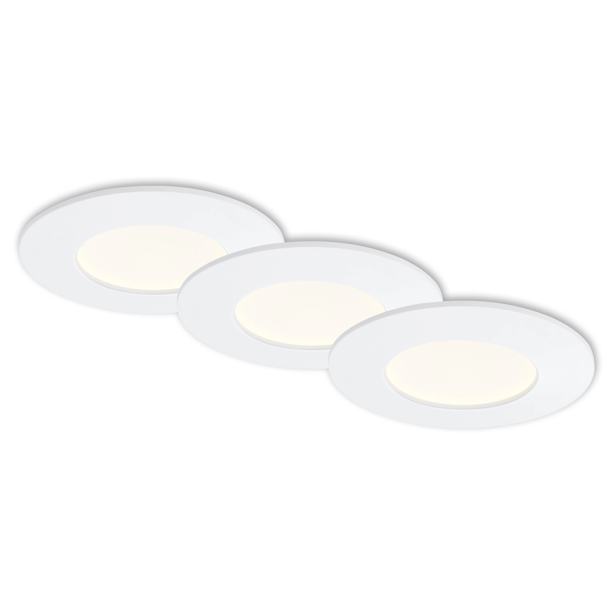 3er Set LED Einbauleuchte, Ø 8,5 cm, 6 W, Weiß