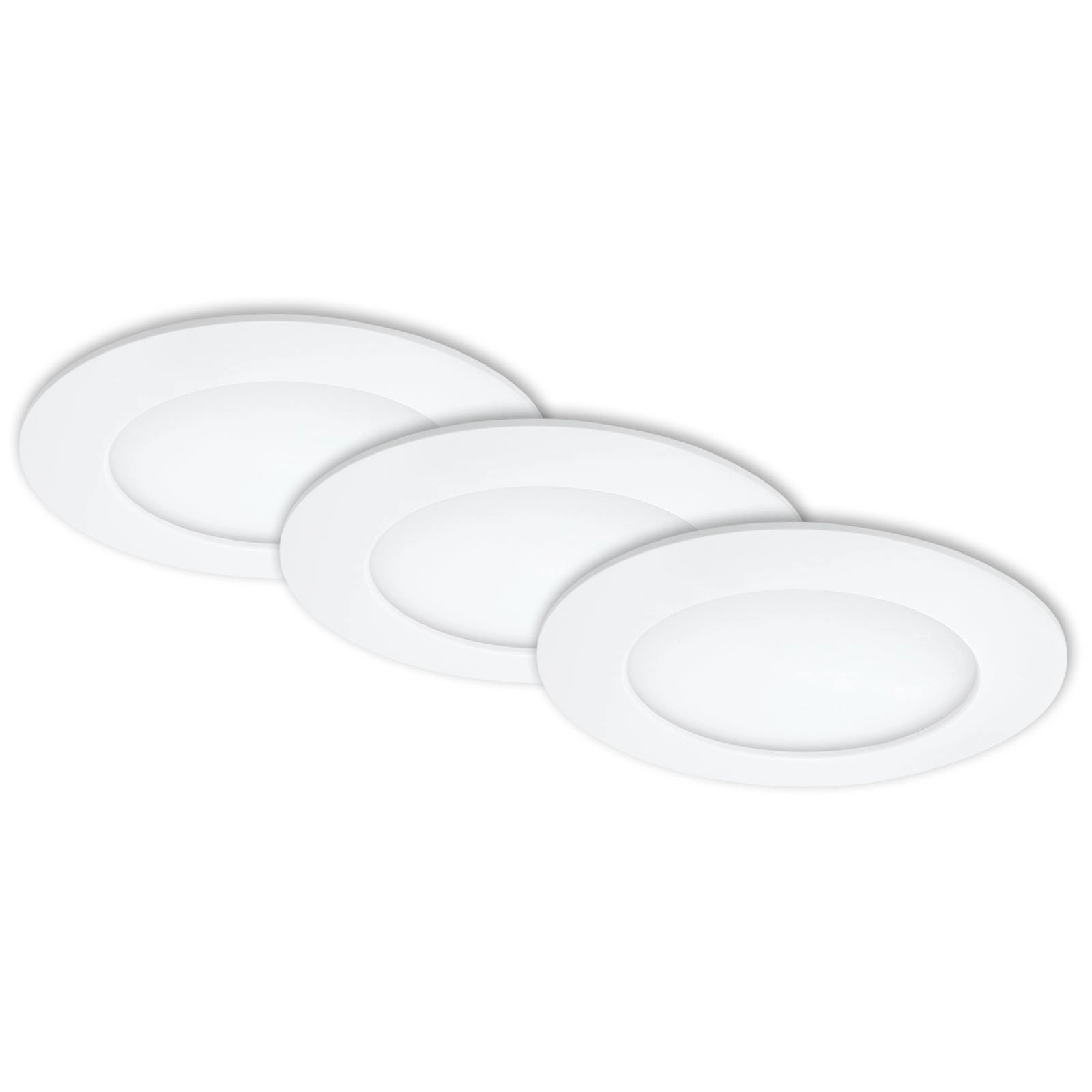 3er Set LED Einbauleuchte, Ø 12 cm, 6,4 W, Weiß