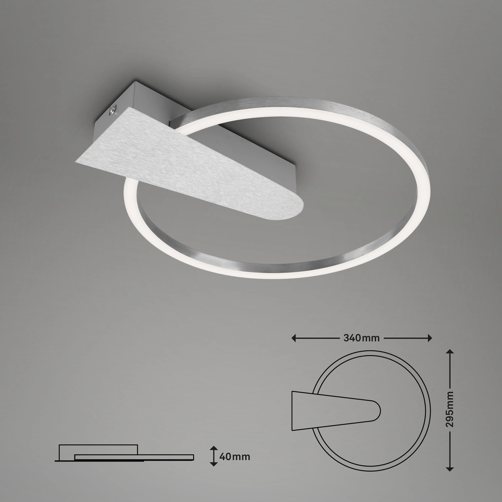 LED Deckenleuchte, Ø 29,5 cm, 12 W, Alu-Chrom