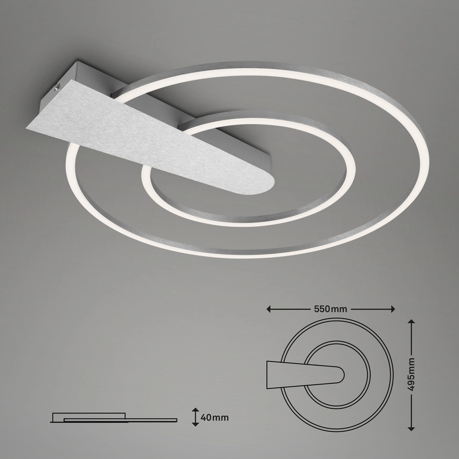 LED Deckenleuchte, Ø 49,5 cm, 25 W, Alu-Chrom