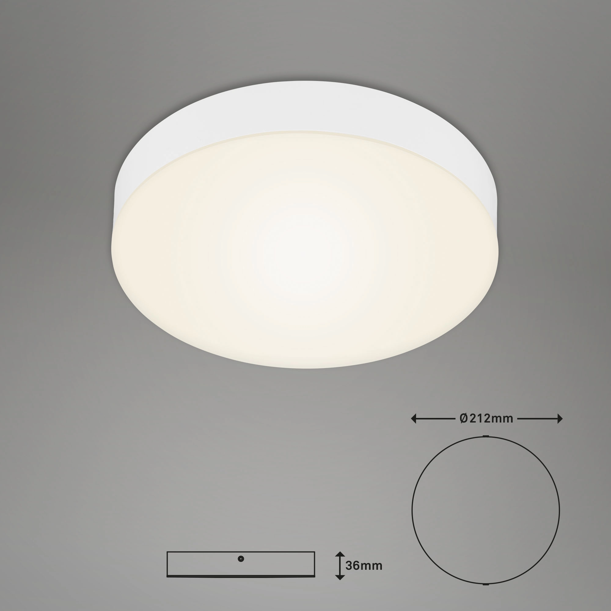 LED Deckenleuchte, Ø 21,2 cm, 16 W, Weiß