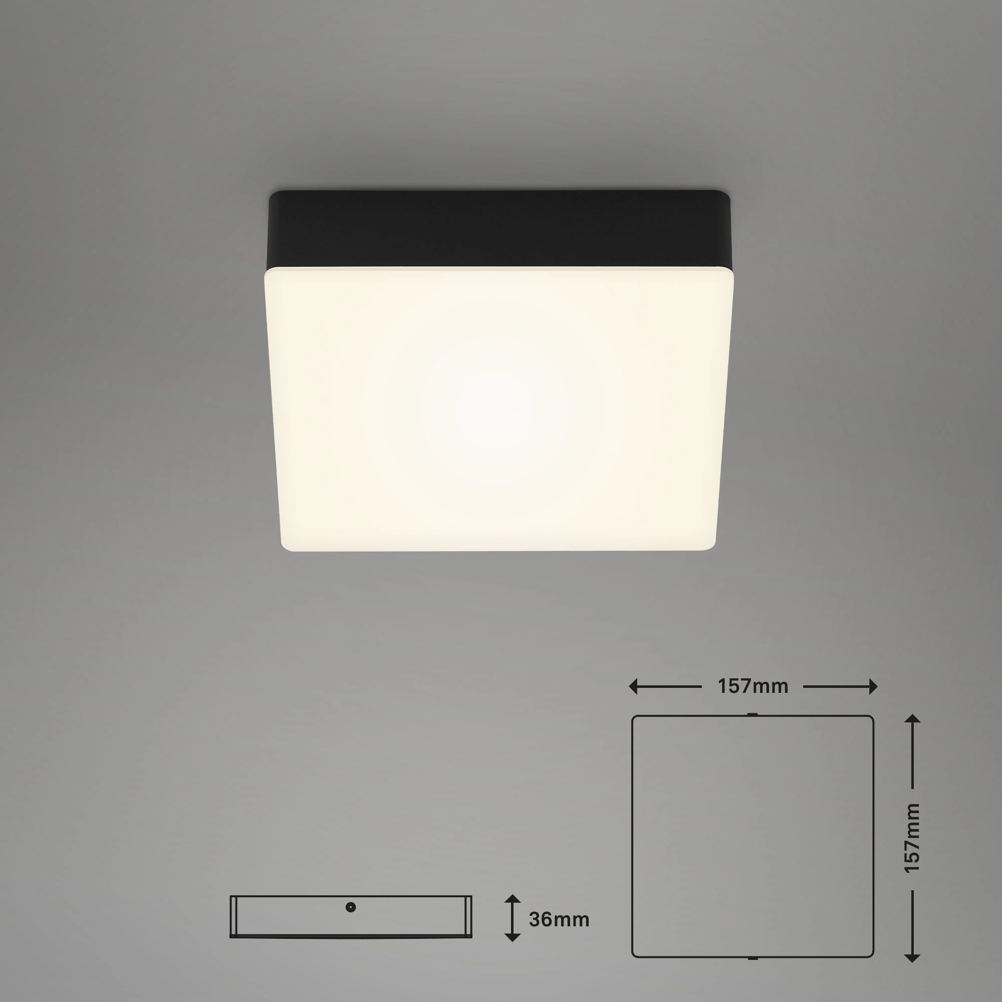 LED Deckenleuchte, 15,7 cm, 11 W, Schwarz