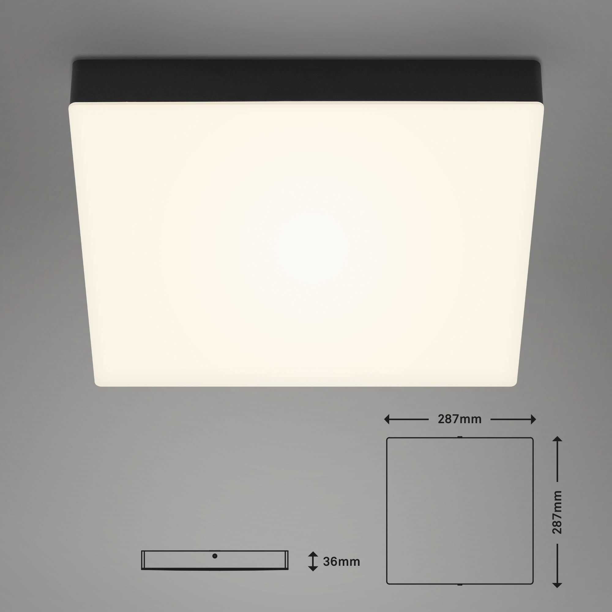 LED Deckenleuchte, 28,7 cm, 21 W, Schwarz