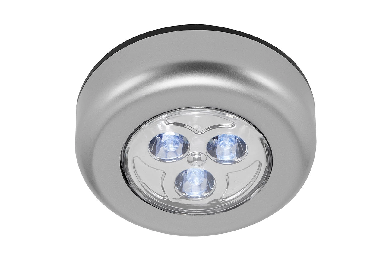 3er Set LED Push-Light, Ø 6,8 cm, 0,3 W, Titan