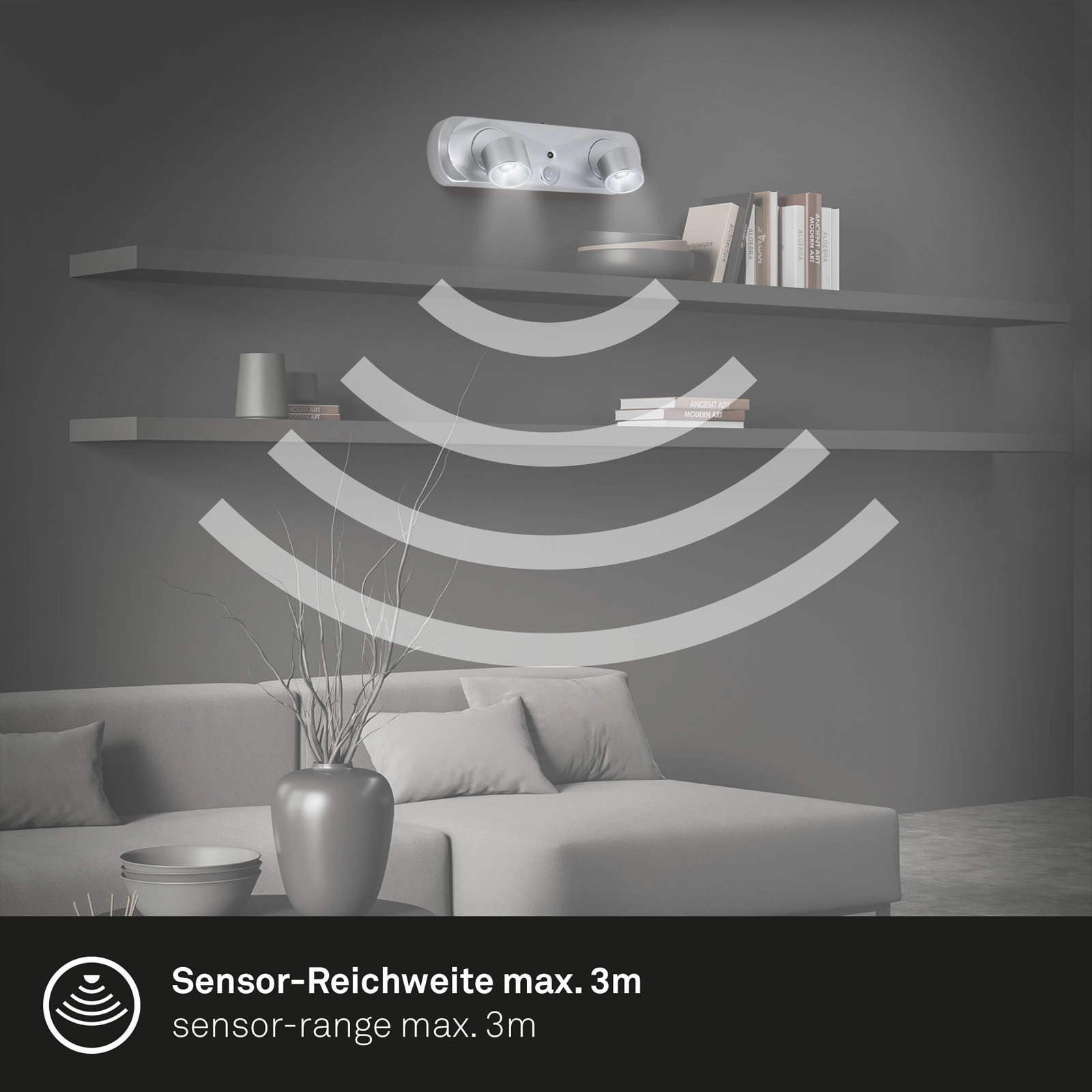 LED Sensor Leuchte, Ø 8 cm, 0,35 W, Silber