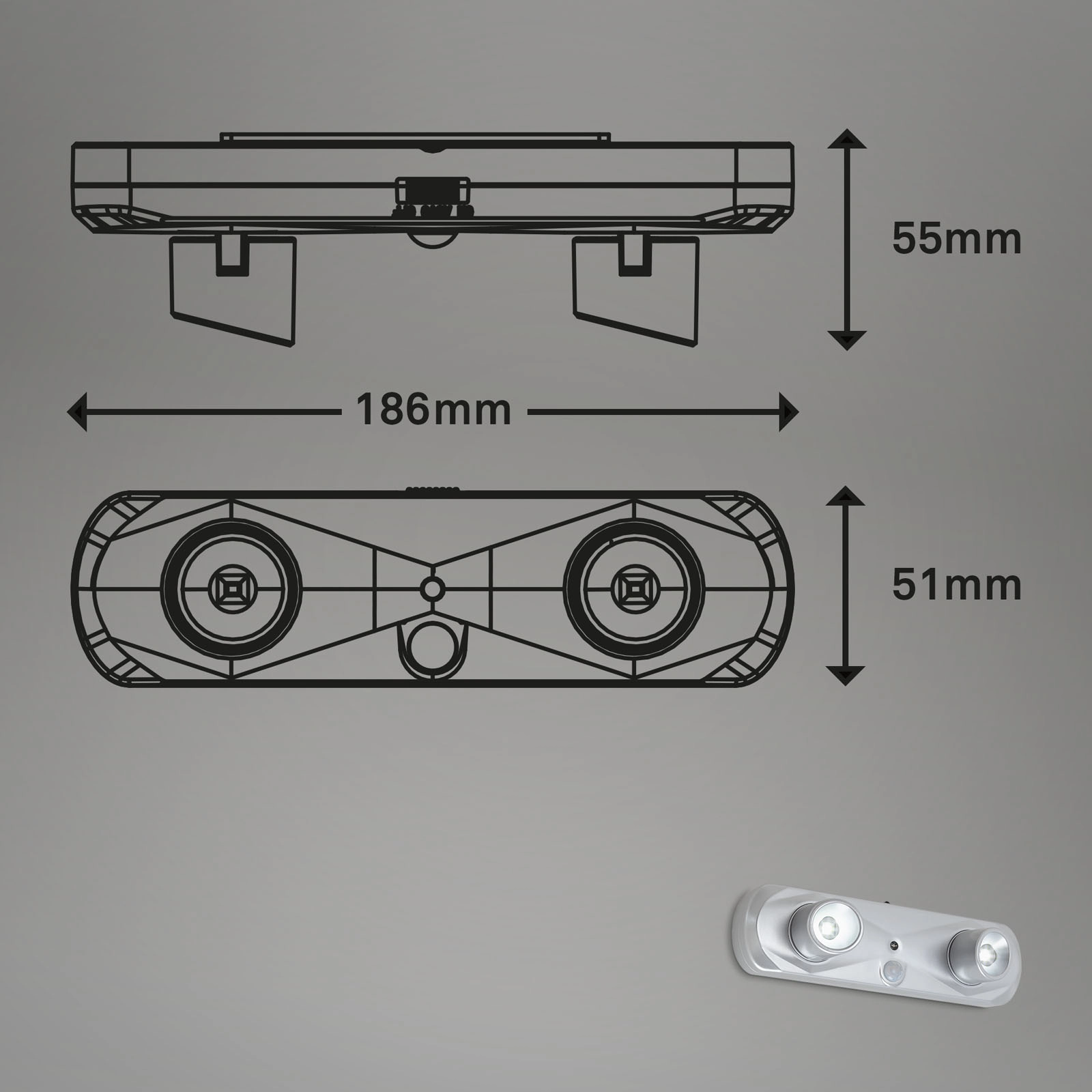 LED Sensor Leuchte, Ø 8 cm, 0,35 W, Silber