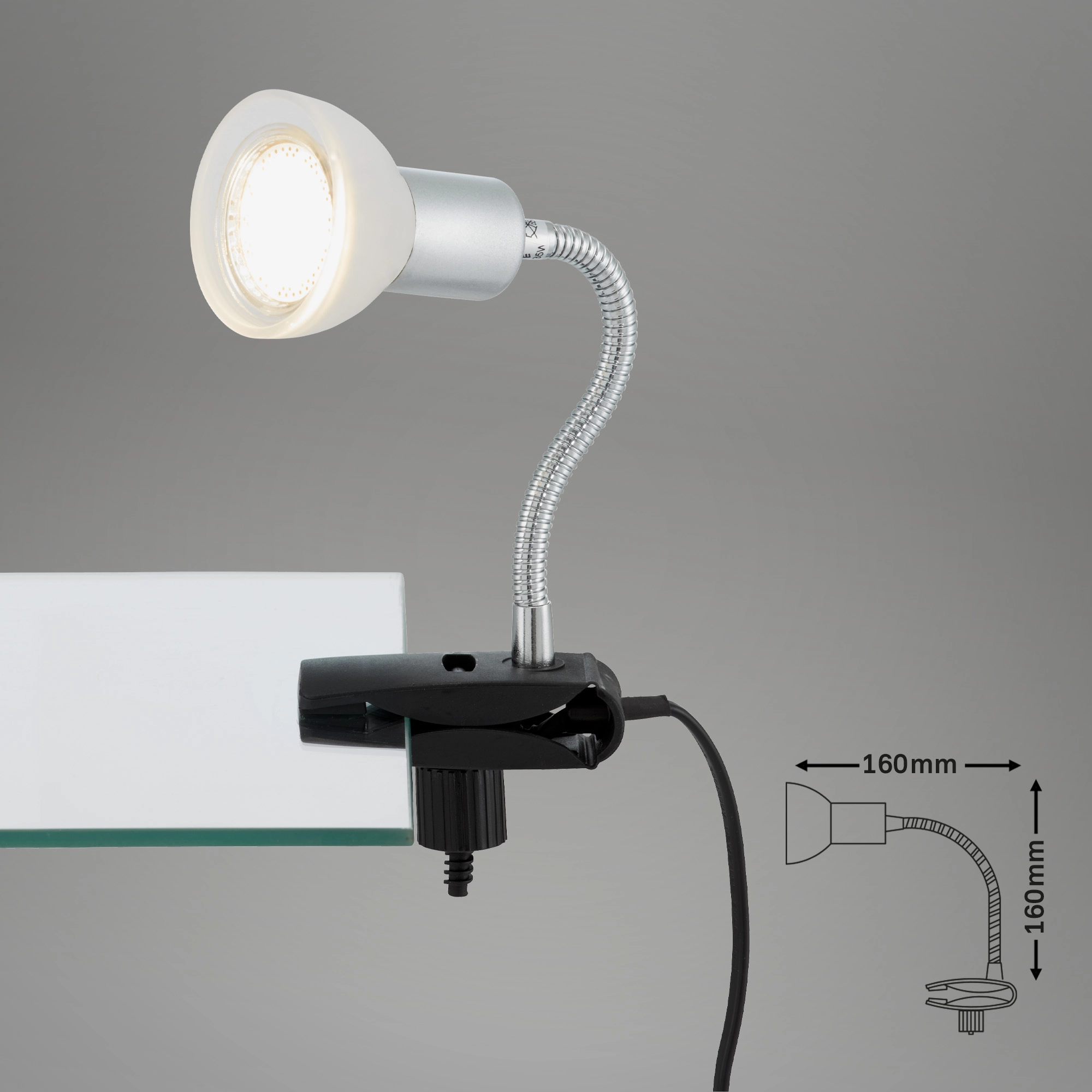 LED Klemmleuchte, 9 cm, 3 W, Titan-Weiß