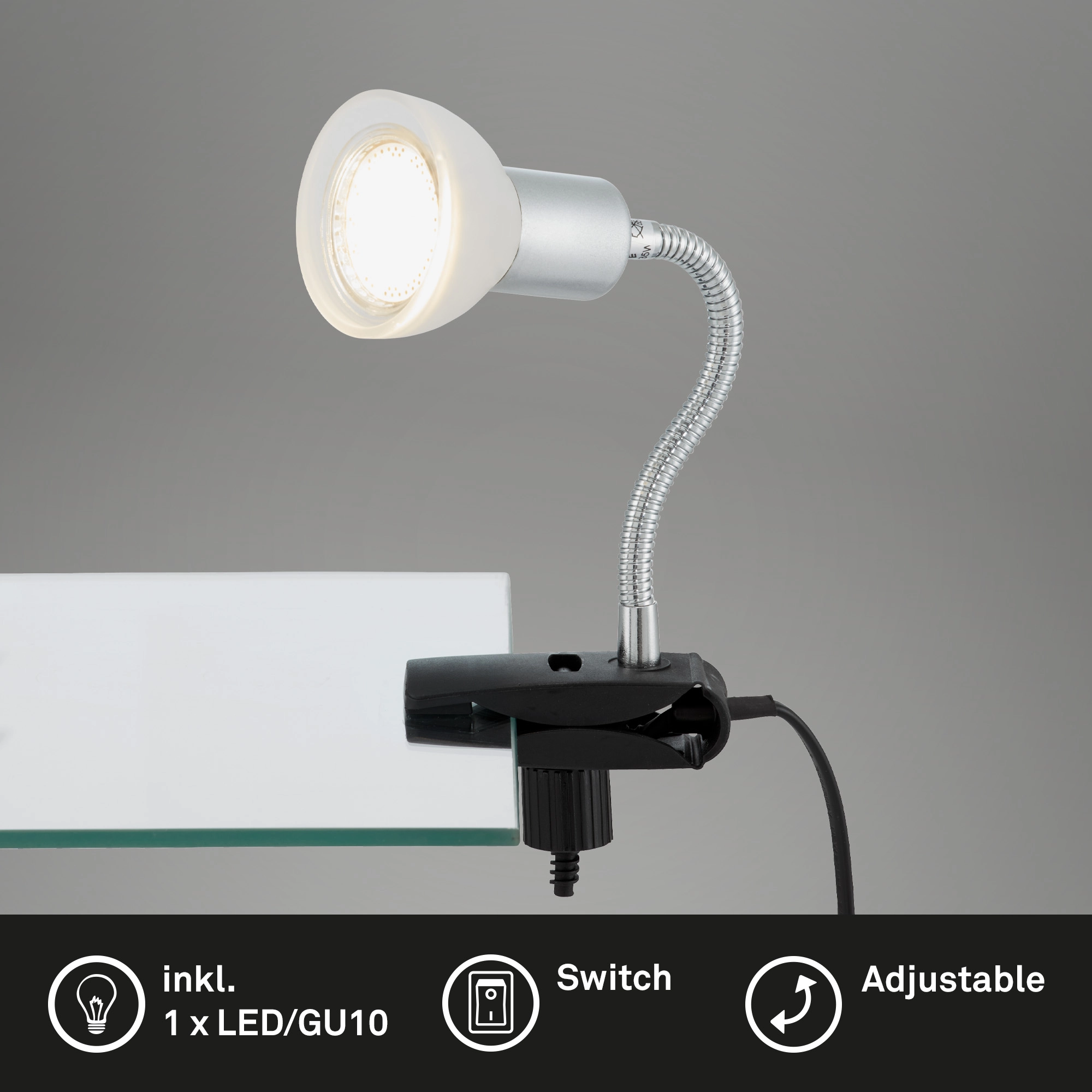 LED Klemmleuchte, 9 cm, 3 W, Titan-Weiß