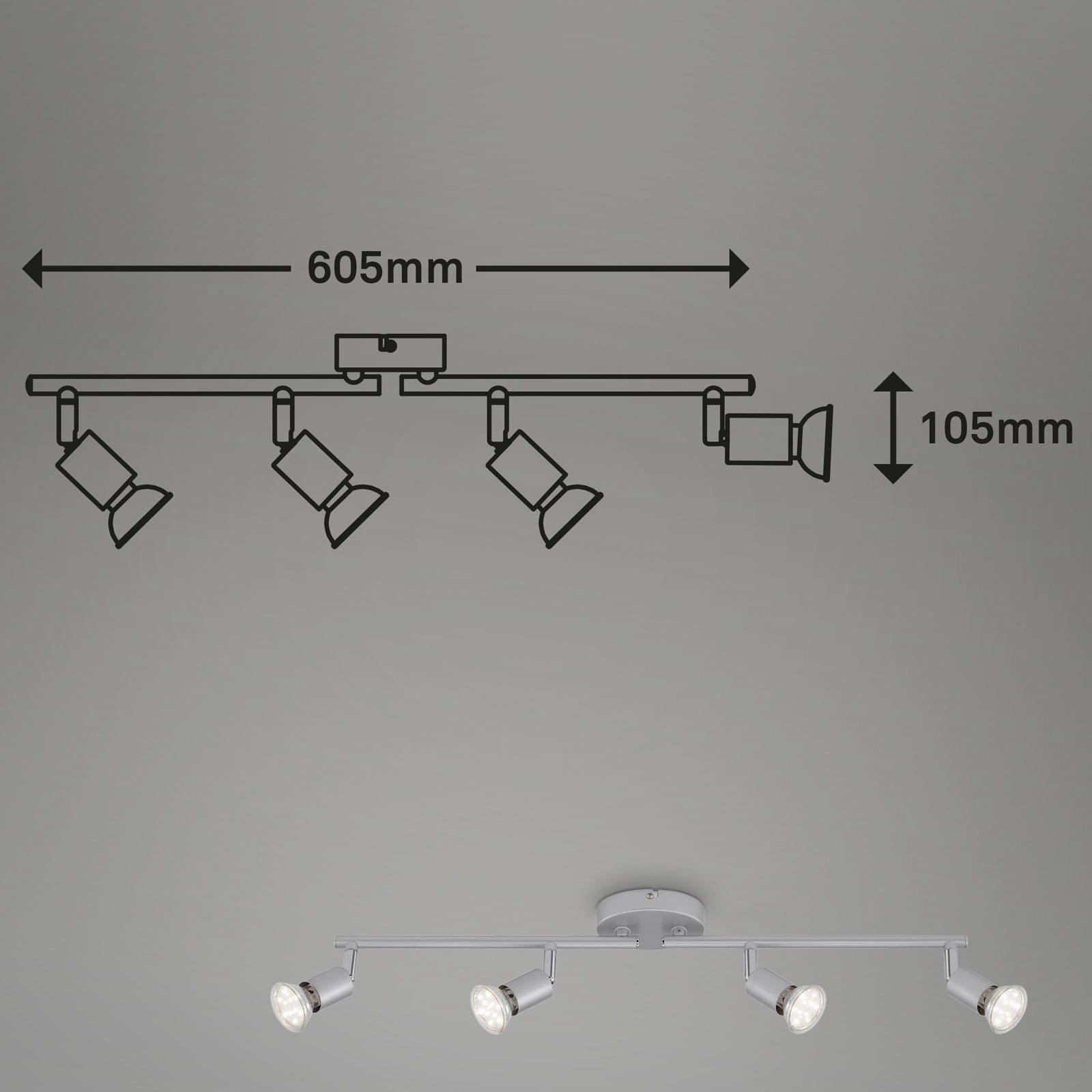 LED Spot Deckenleuchte, 60,5 cm, 12 W, Titan