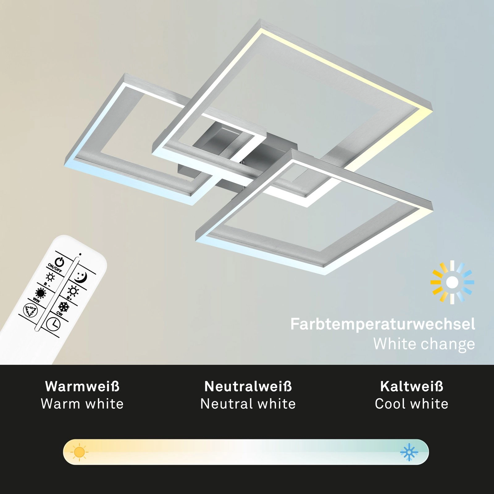 CCT LED Deckenleuchte, 75,2 cm, 40 W, 5100 lm, Aluminium