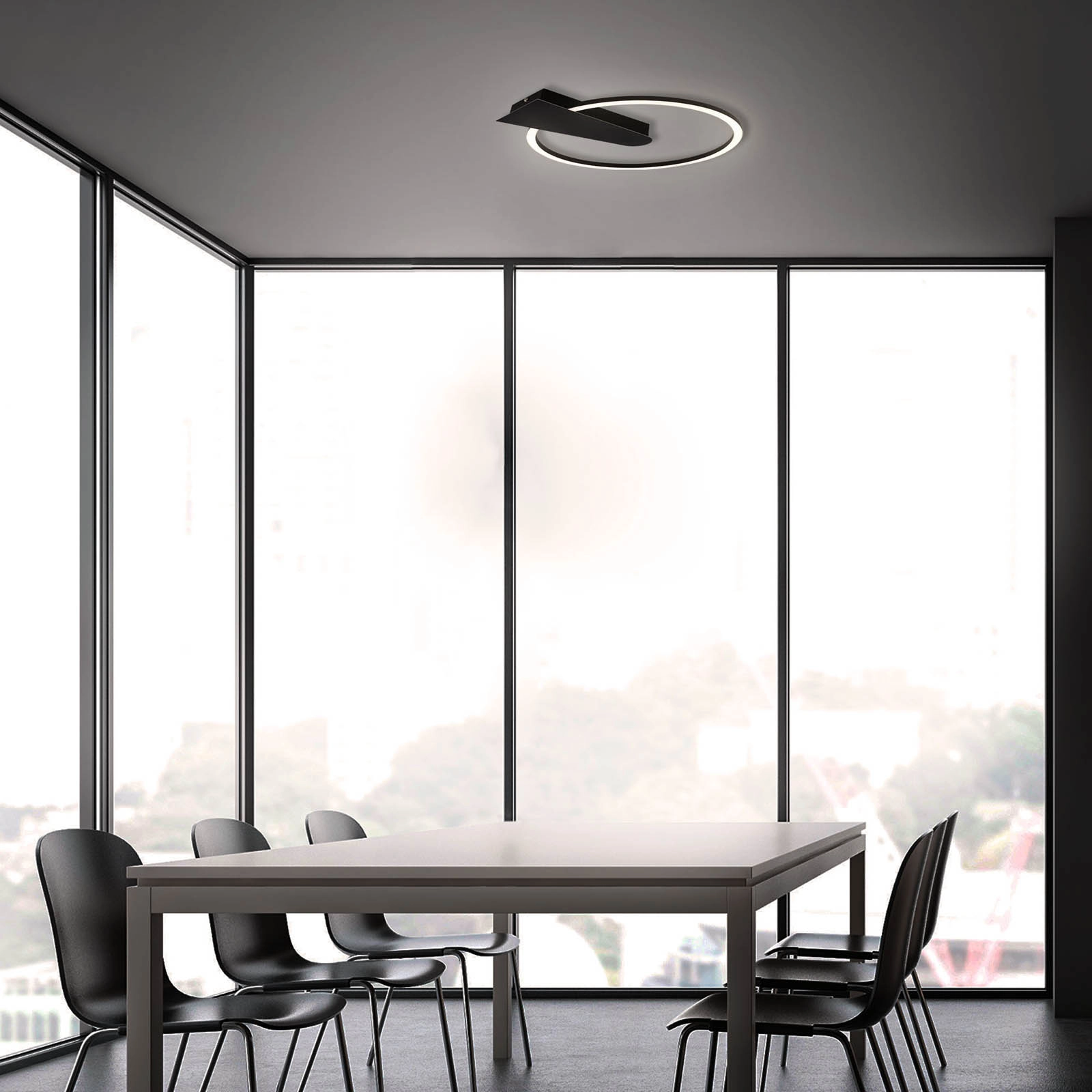LED Deckenleuchte, 34 cm, 12 W, 1400 lm, Schwarz