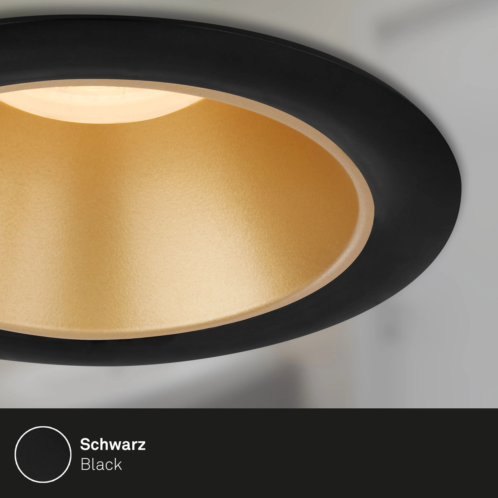 LED Einbauleuchten-Set, Ø9,5 cm, 3x LED, 4,9 W, 480 lm, schwarz-gold