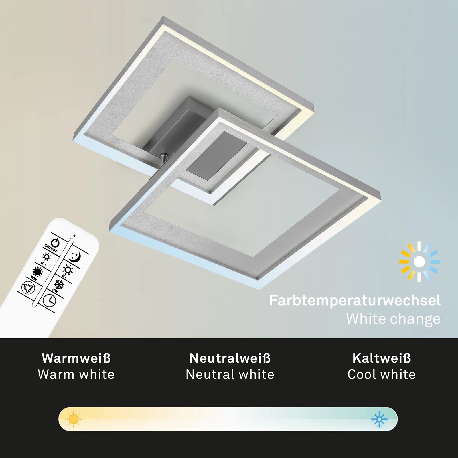 CCT LED Deckenleuchte, 56,8 cm, 25 W, Aluminium