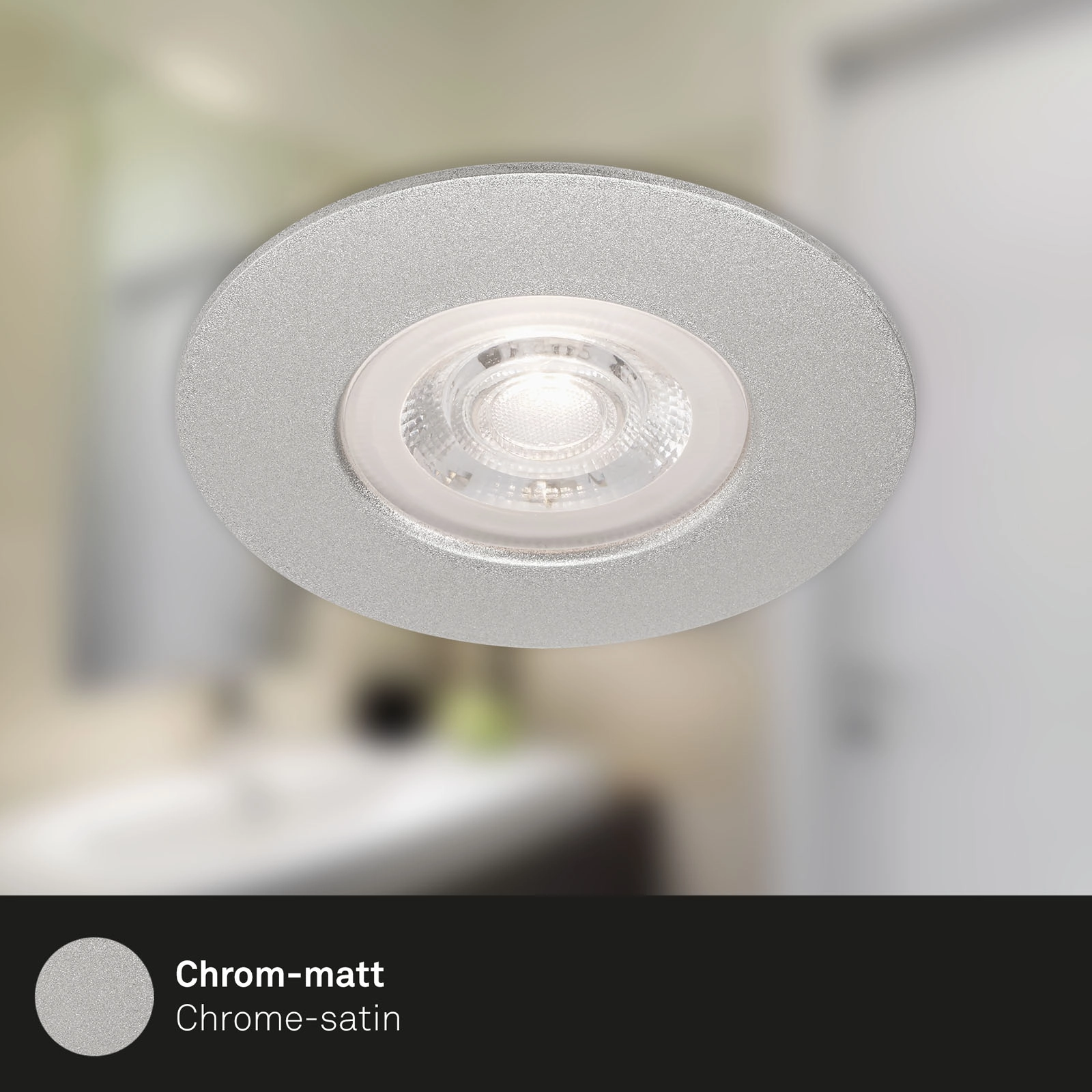 LED Einbauleuchten, Ø9 cm, 3x LED, 4,9 W, 480 lm, chrom-matt