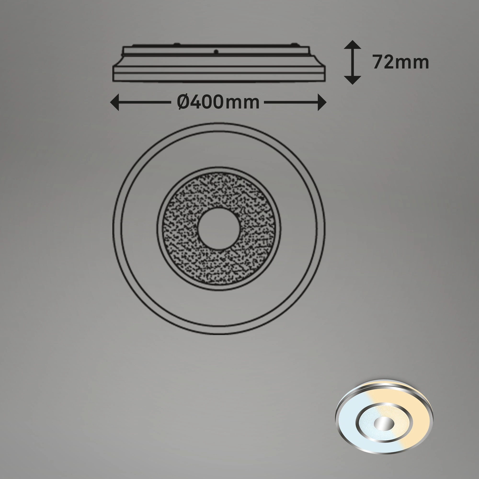 LED Bad-Deckenleuchte, Ø 40 cm, LED-Platine, 24W, 2600 lm, chrom