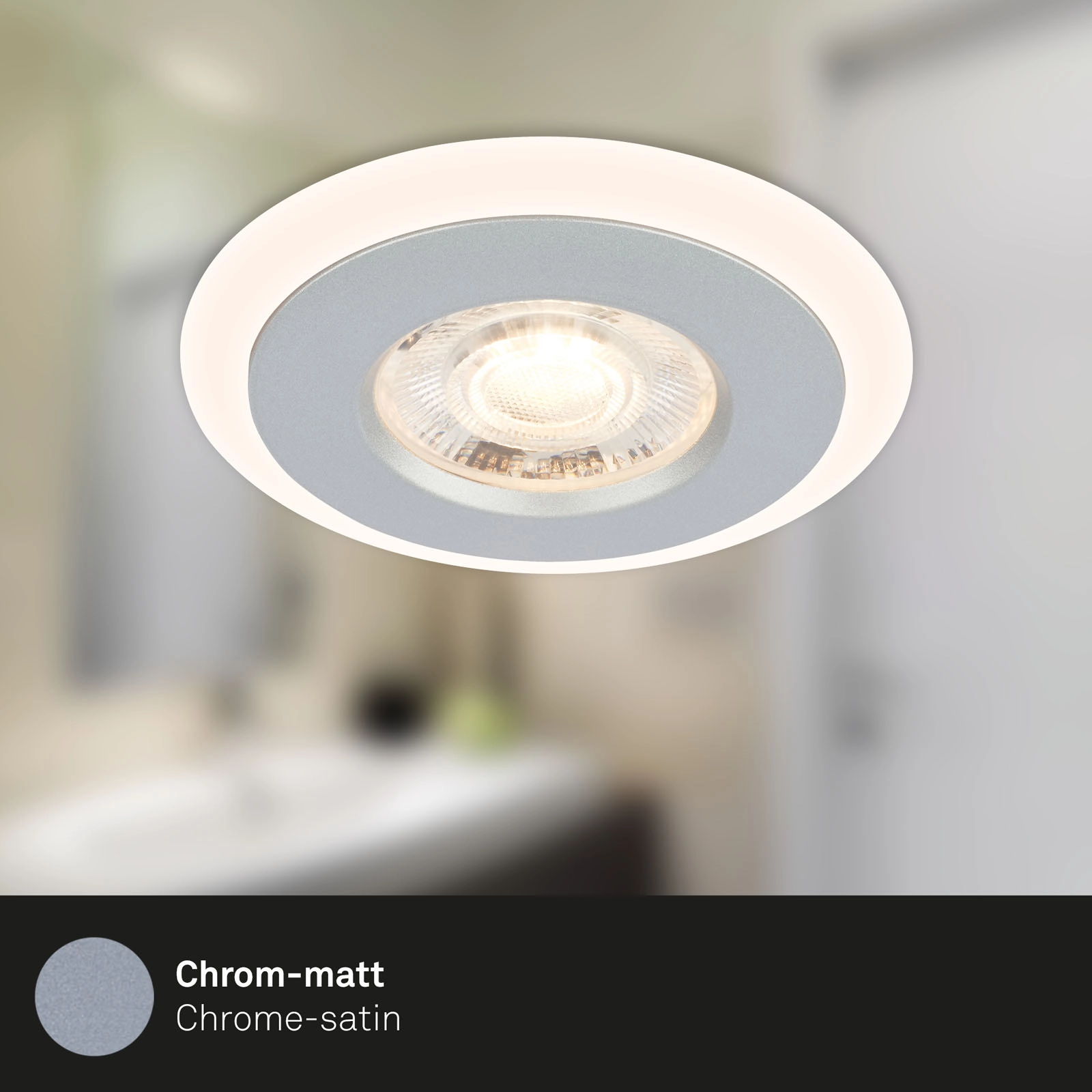 LED Einbauleuchten-Set, Ø8,4 cm, 3x LED, 5 W, 460 lm, chrom-matt